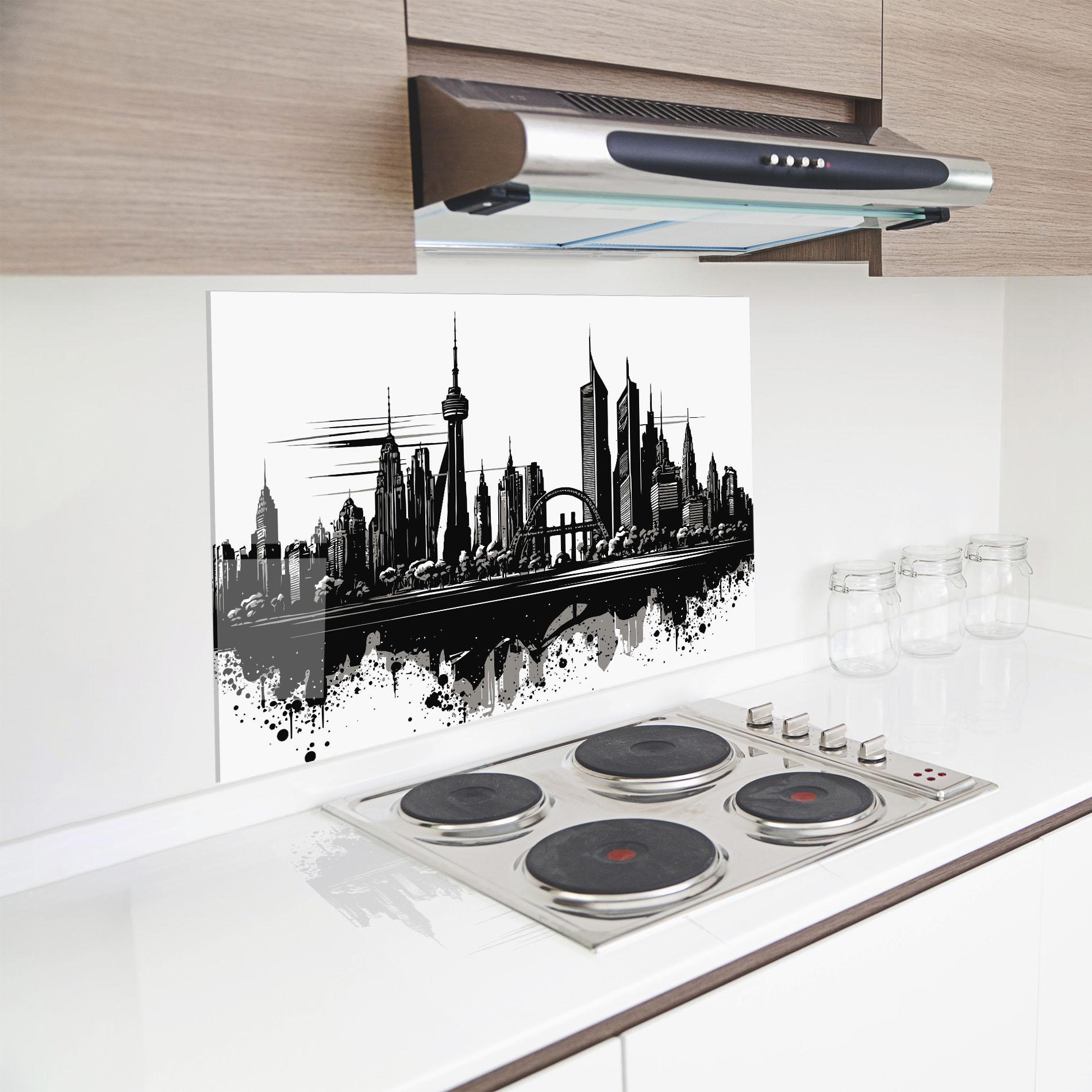 Panou Sticla Bucatarie Black Ink City mockup 8