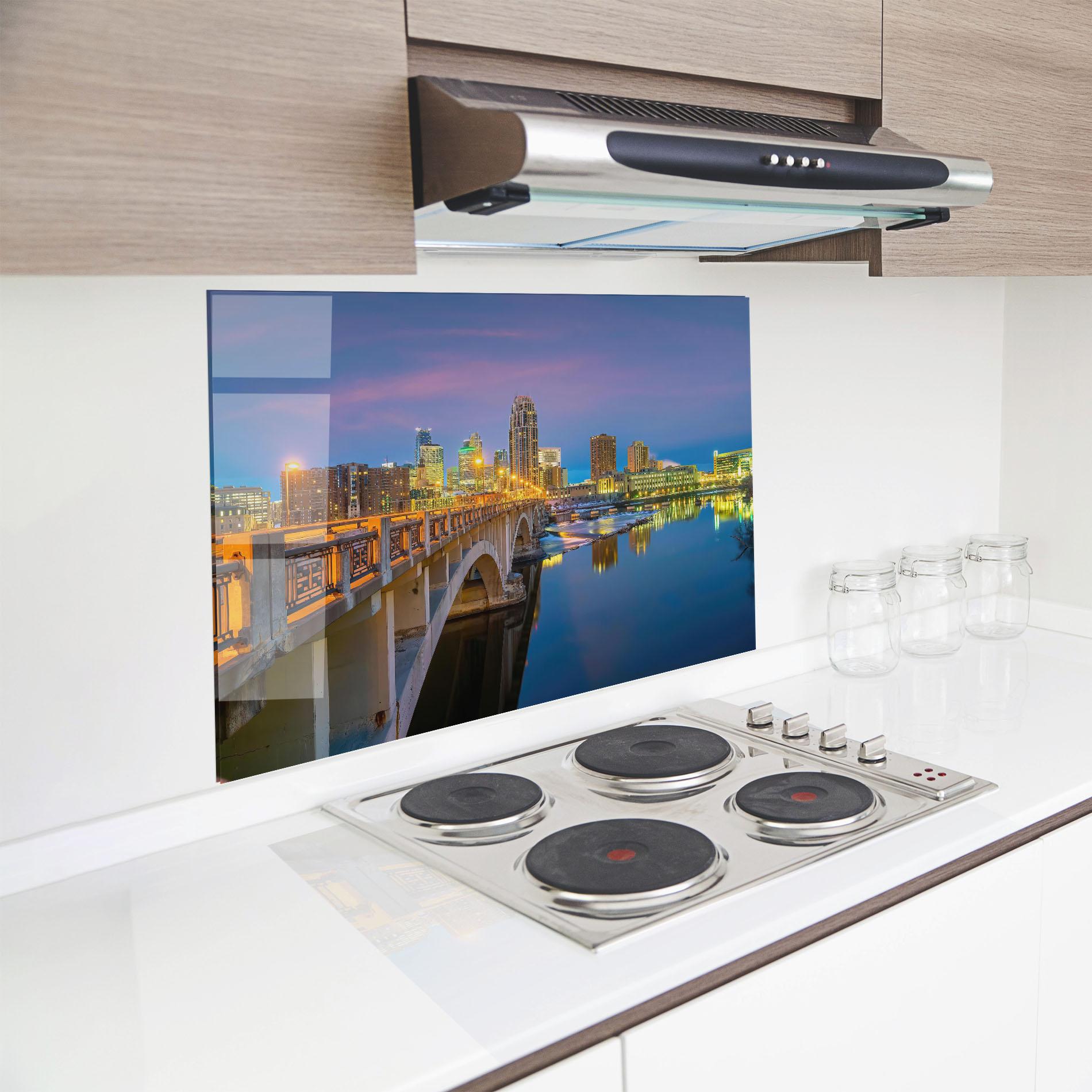 Panou Sticla Bucatarie Downtown City Skyline mockup 8