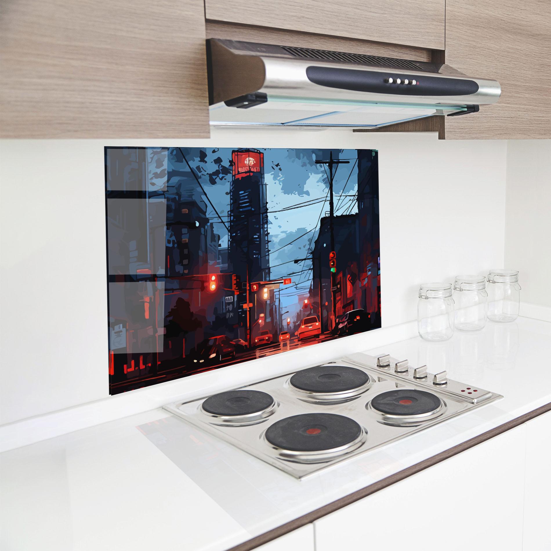 Panou Sticla Bucatarie Red City Light mockup 8