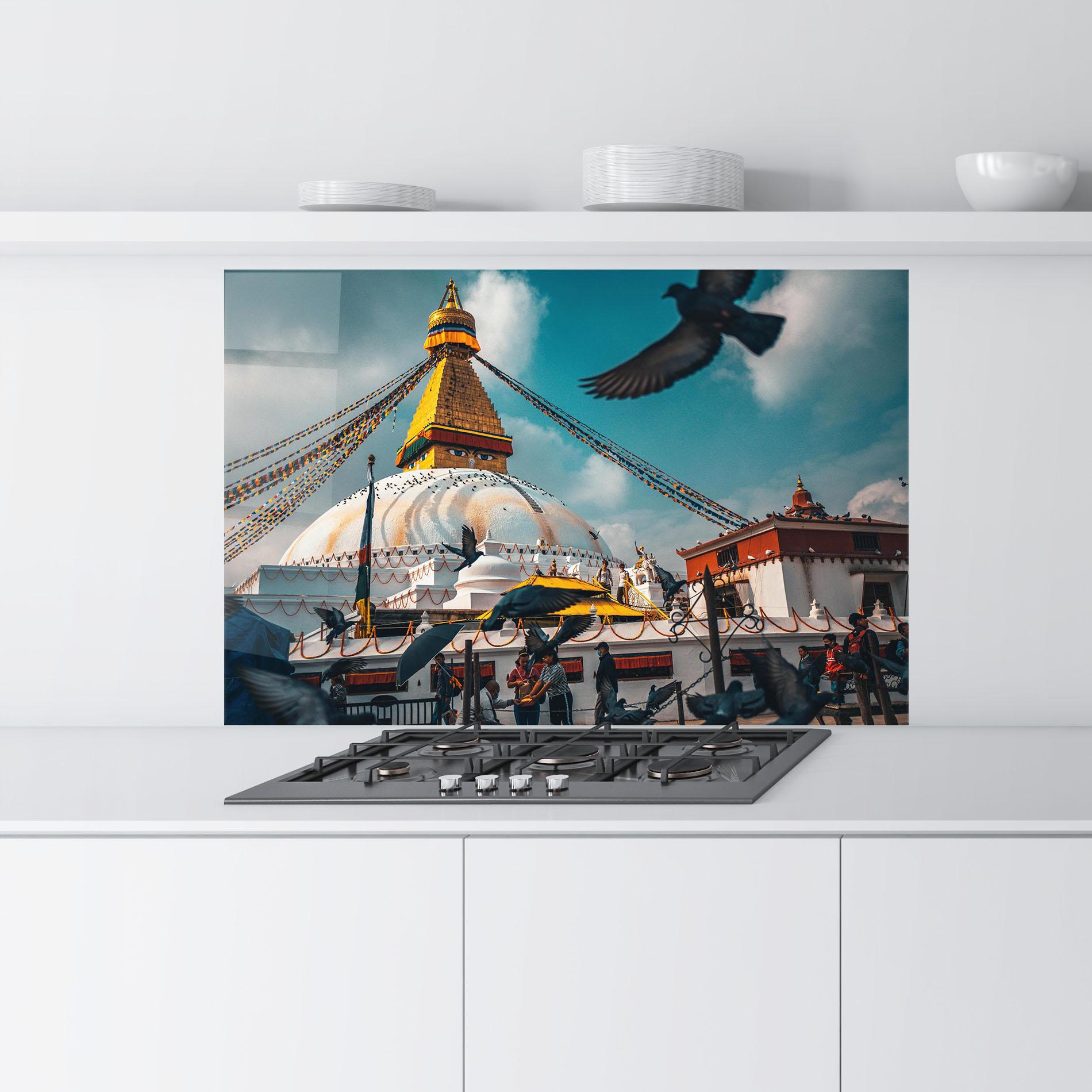 Panou Sticla Bucatarie Buddha Stupa mockup 9