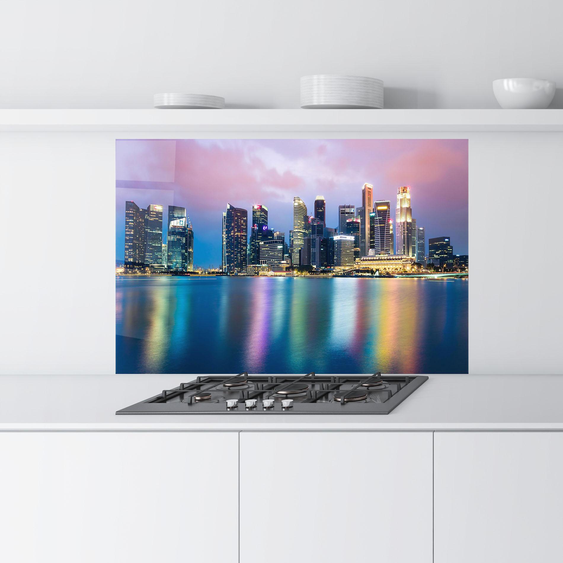 Panou Sticla Bucatarie Hong Kong Skyline mockup 9