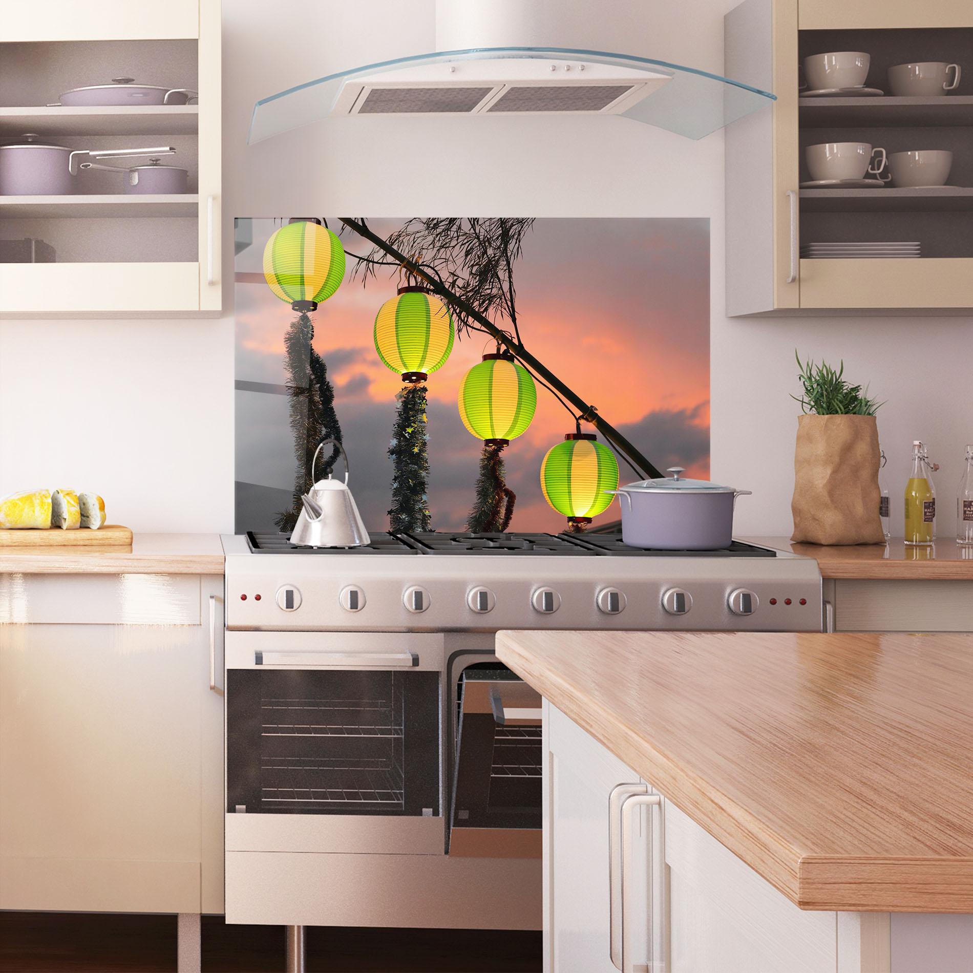 Panou Sticla Bucatarie Green Lights mockup 1