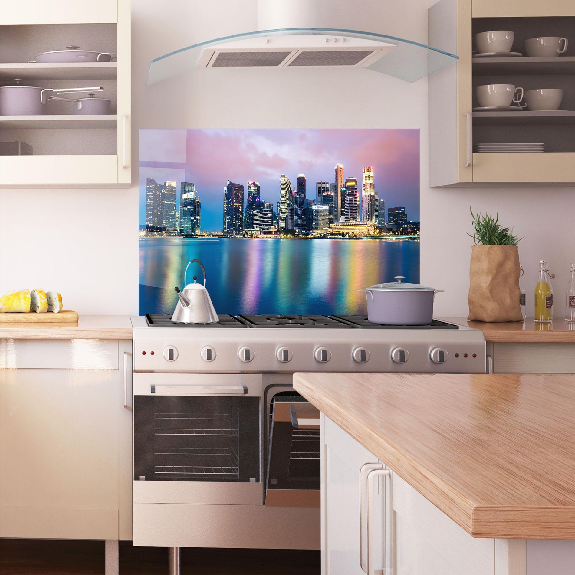 Panou Sticla Bucatarie Hong Kong Skyline mockup 1