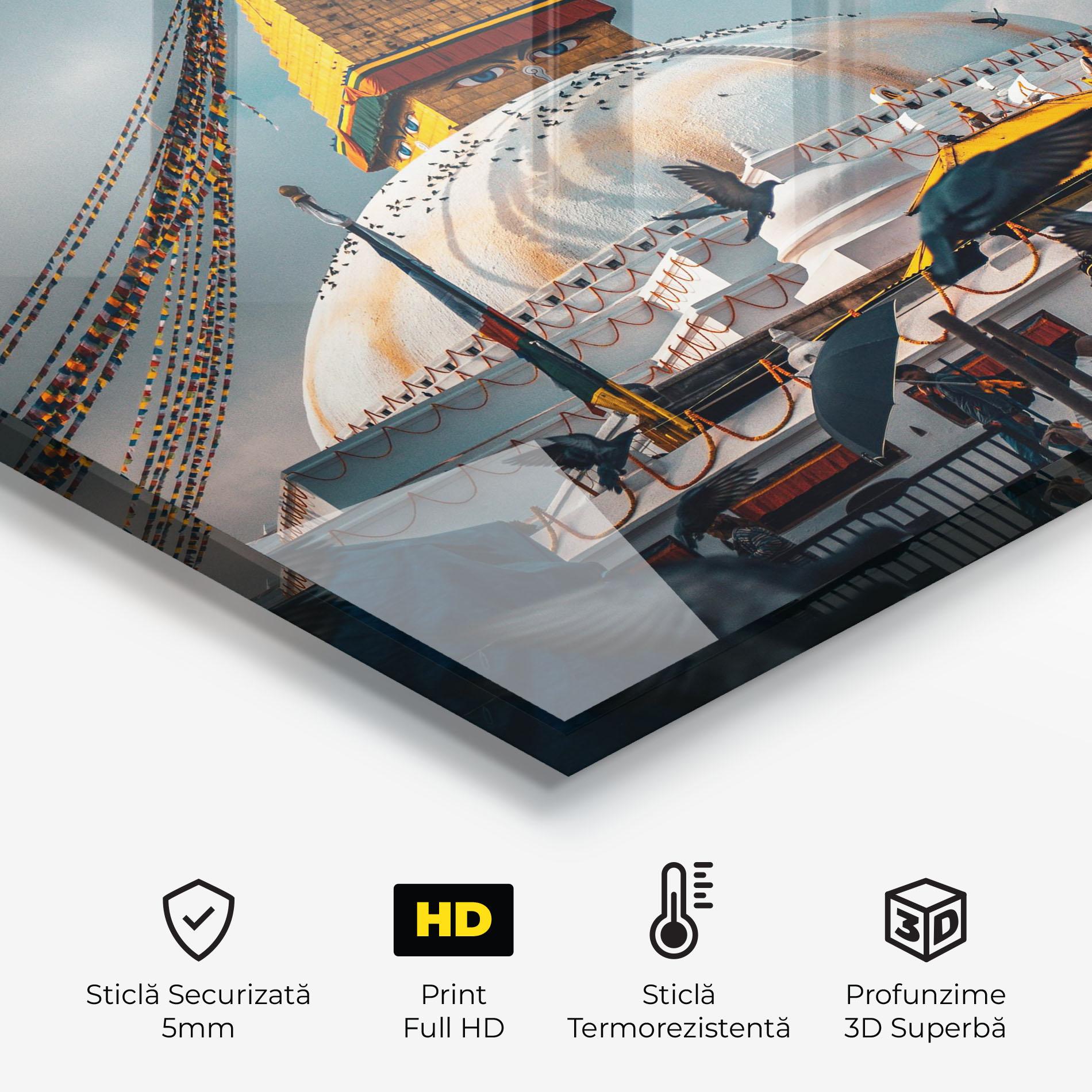 Panou Sticla Bucatarie Buddha Stupa mockup 2