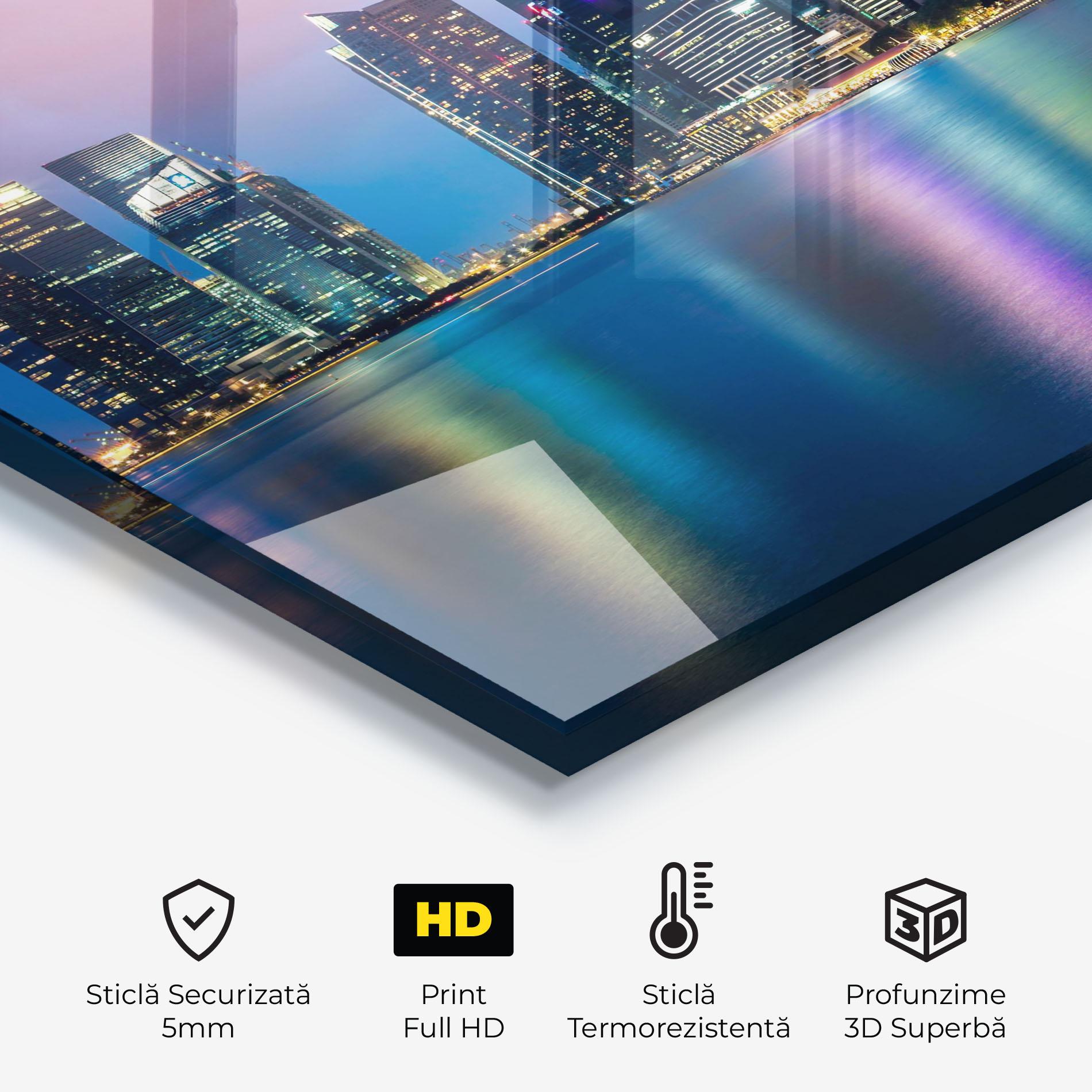 Panou Sticla Bucatarie Hong Kong Skyline mockup 2