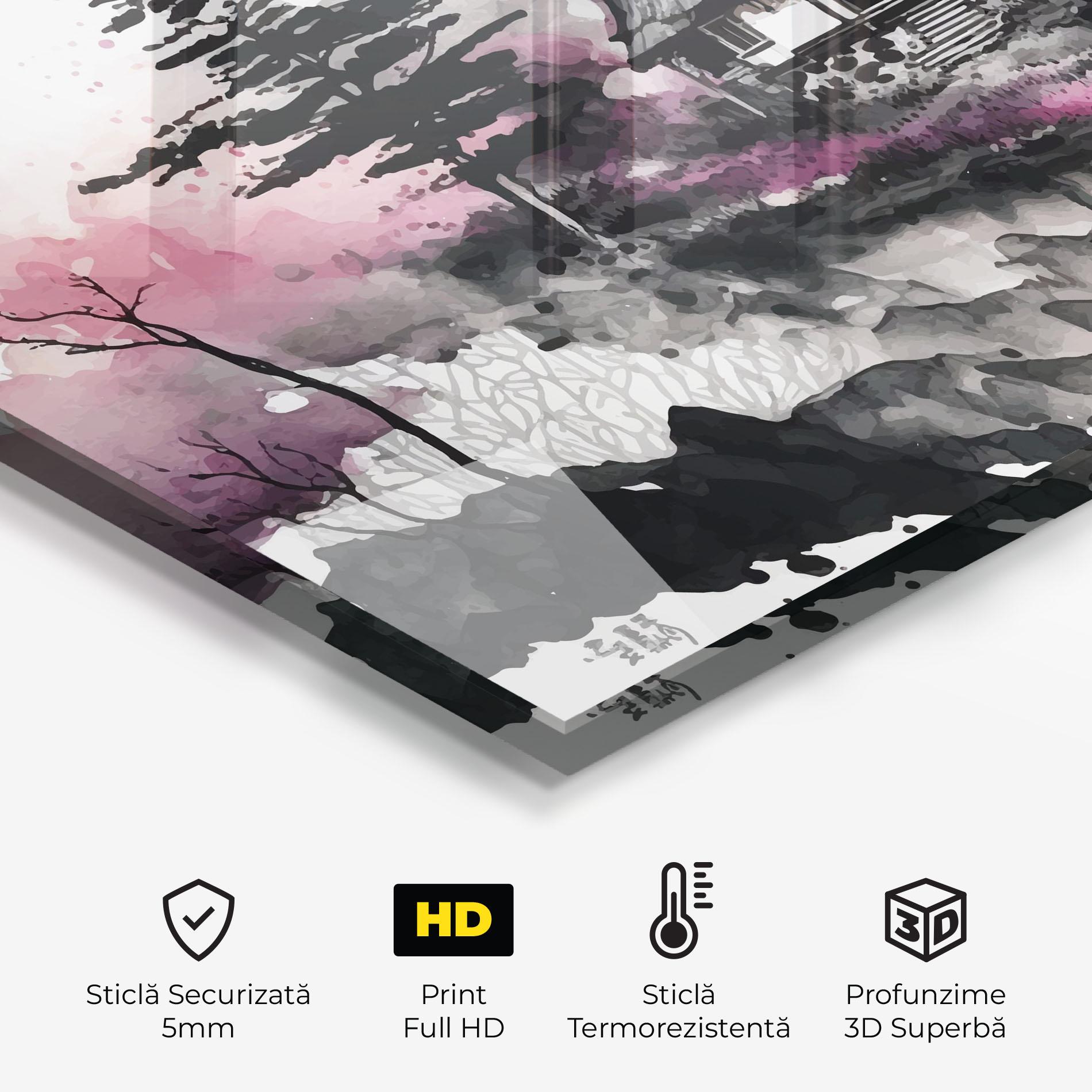 Panou Sticla Bucatarie Japanese Temple Art mockup 2