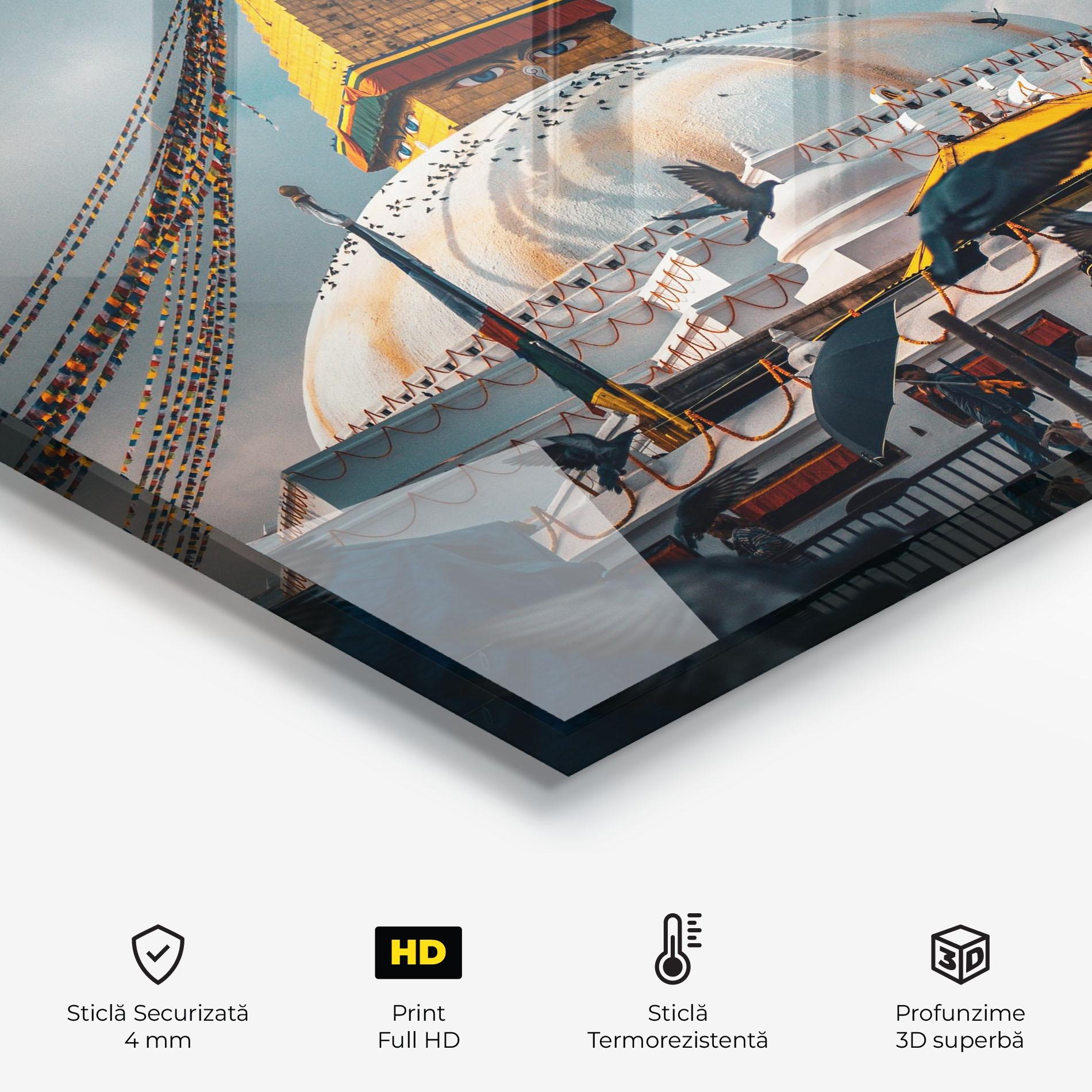 Panou Sticla Bucatarie Buddha Stupa mockup 2