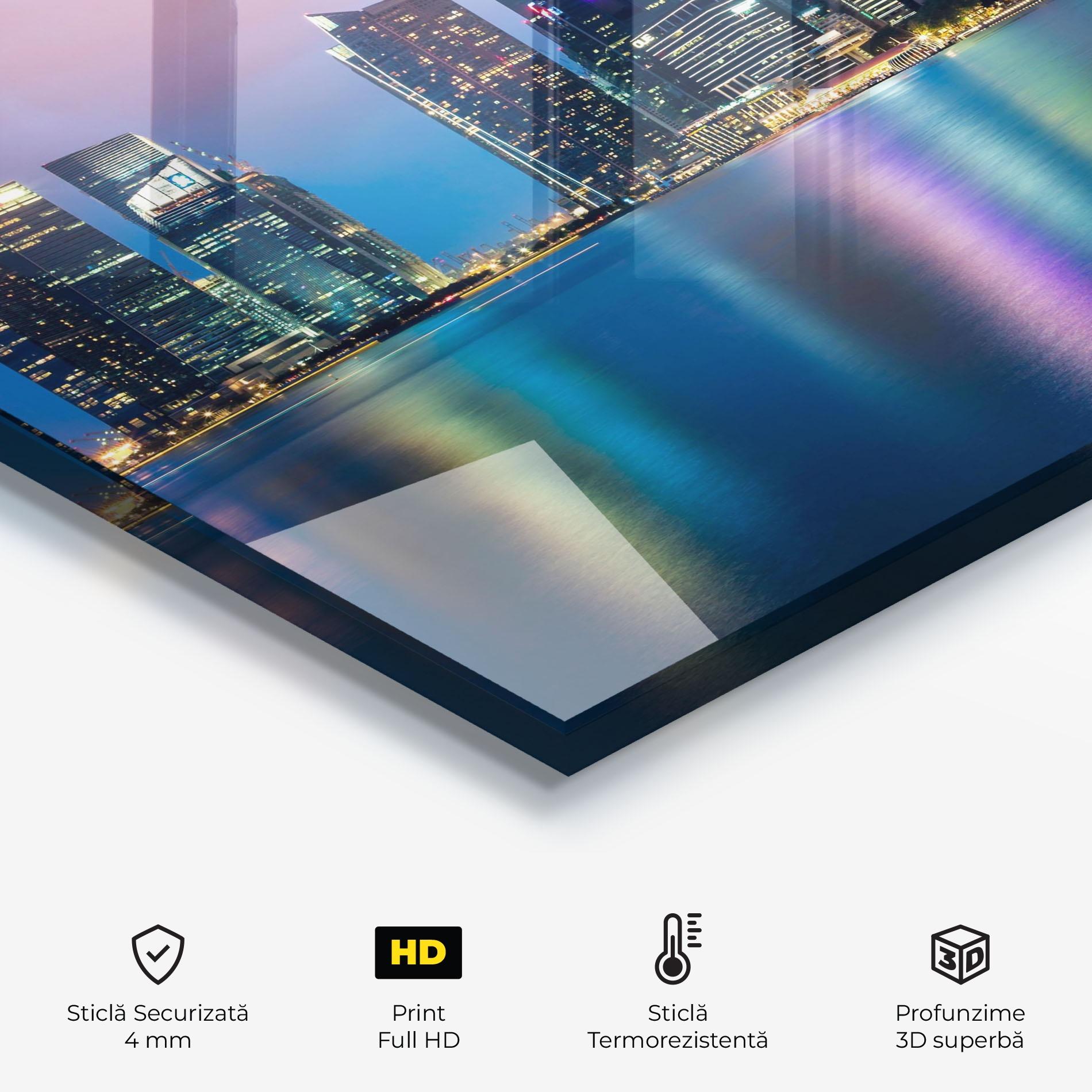 Panou Sticla Bucatarie Hong Kong Skyline mockup 2