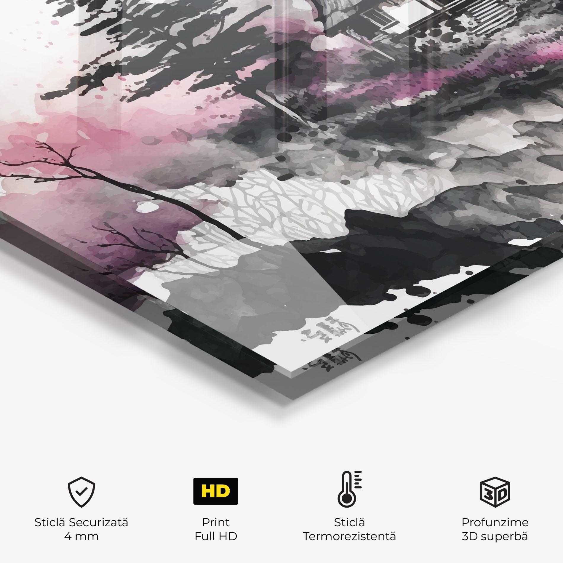 Panou Sticla Bucatarie Japanese Temple Art mockup 2