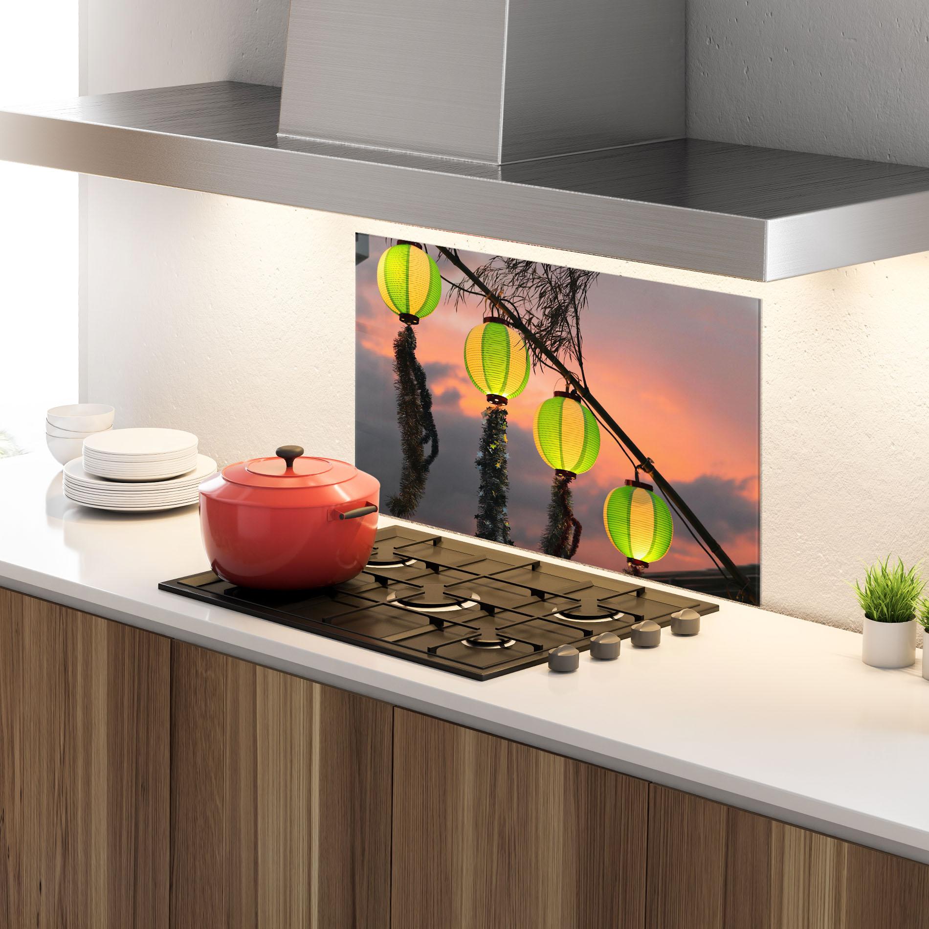 Panou Sticla Bucatarie Green Lights mockup 4