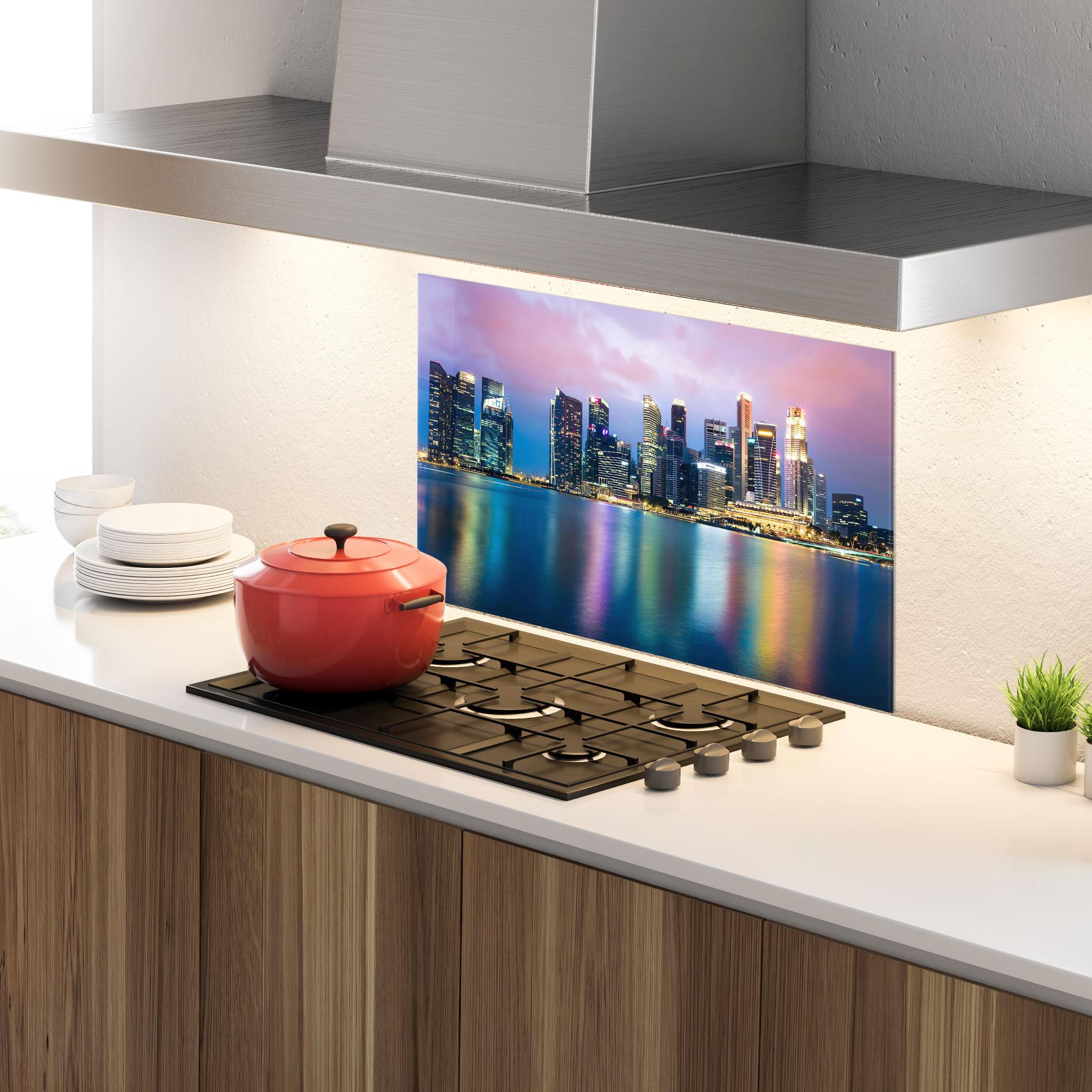 Panou Sticla Bucatarie Hong Kong Skyline mockup 4