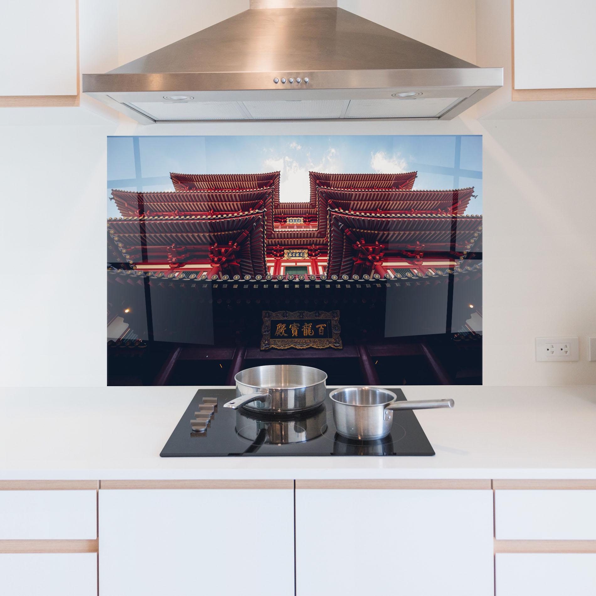 Panou Sticla Bucatarie Buddhist Temple mockup 5