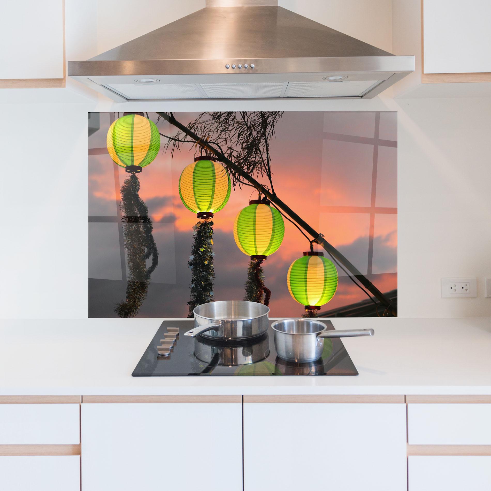 Panou Sticla Bucatarie Green Lights mockup 5