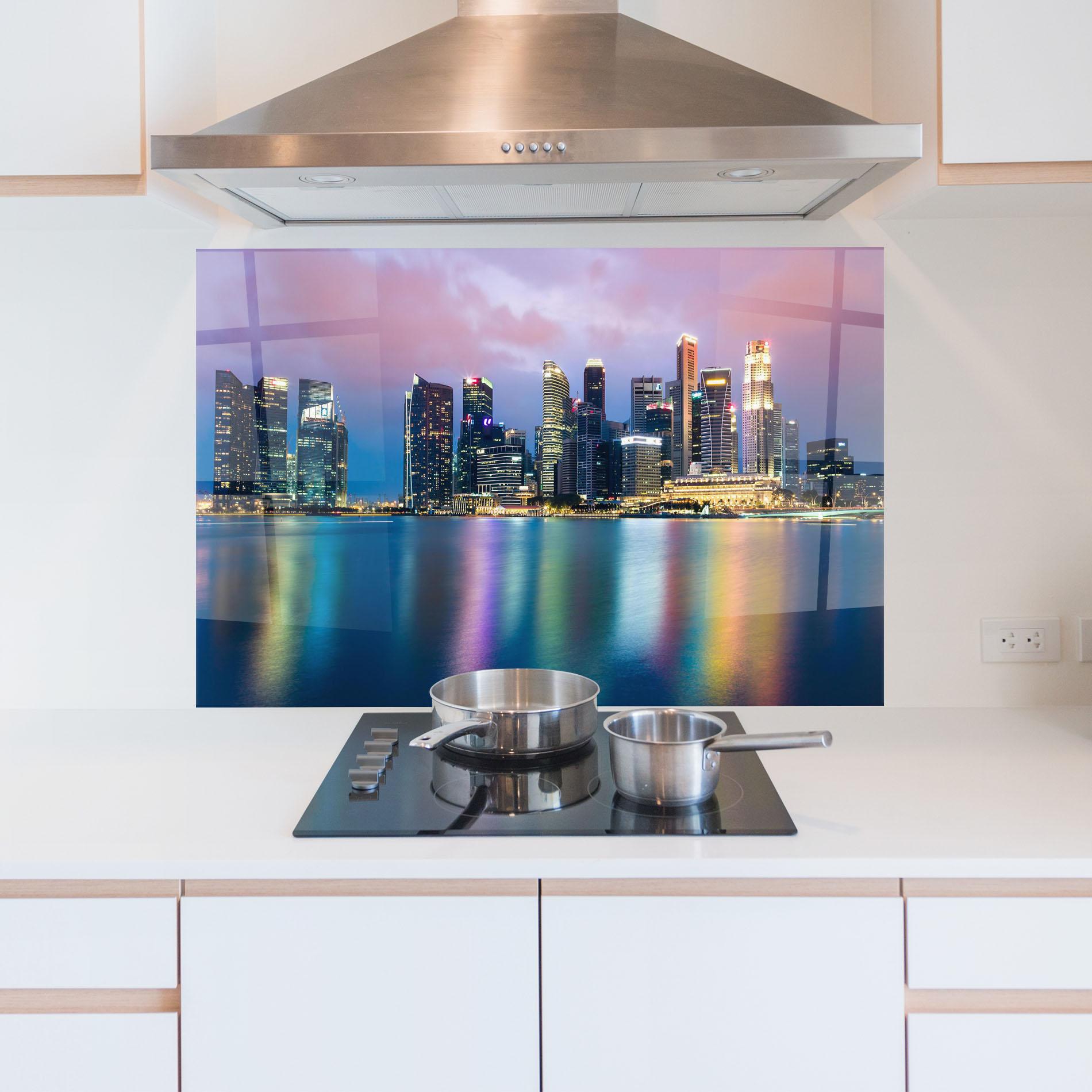 Panou Sticla Bucatarie Hong Kong Skyline mockup 5