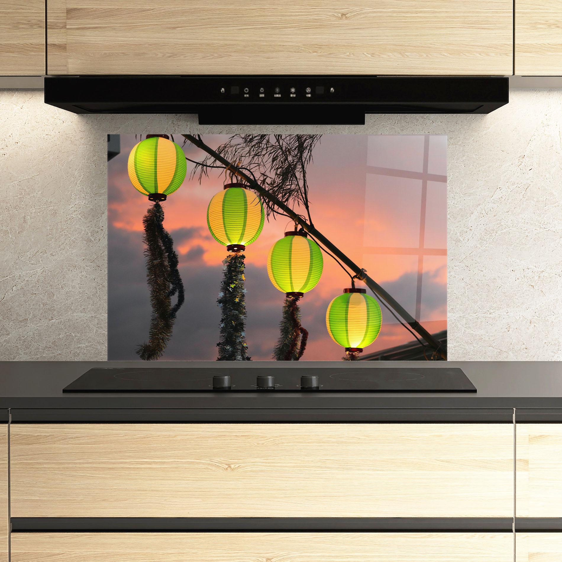 Panou Sticla Bucatarie Green Lights mockup 3