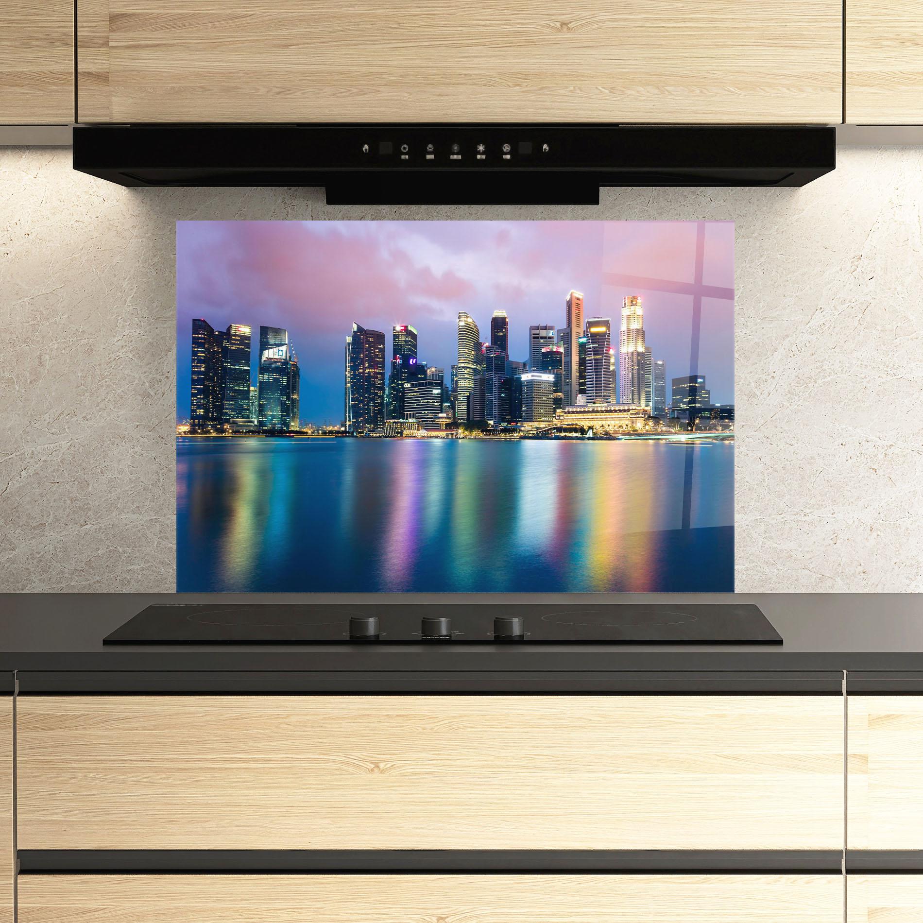 Panou Sticla Bucatarie Hong Kong Skyline mockup 3