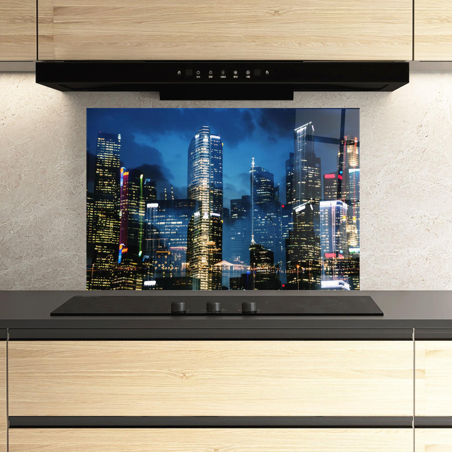 Panou Sticla Bucatarie Singapore Night mockup 3