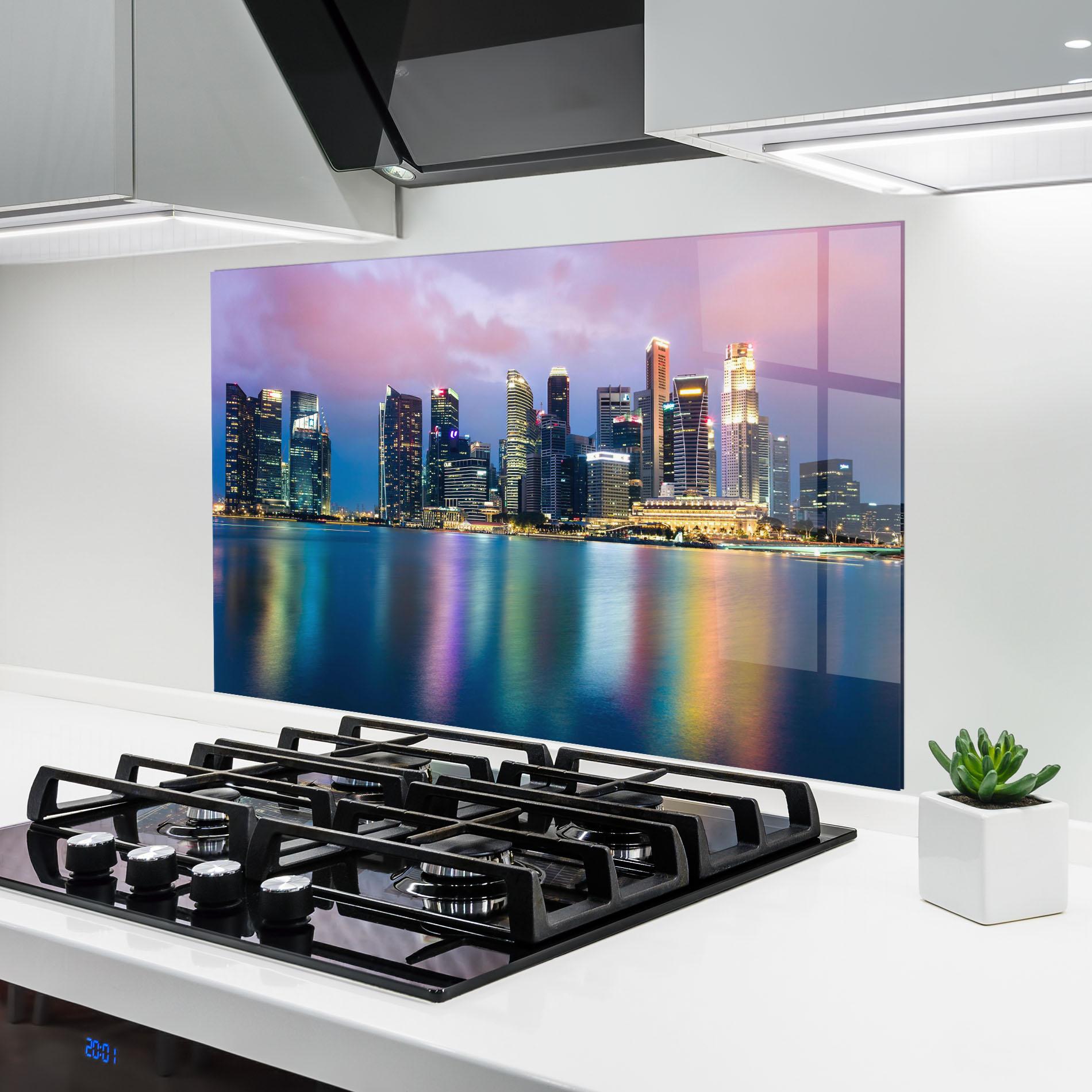 Panou Sticla Bucatarie Hong Kong Skyline mockup 6