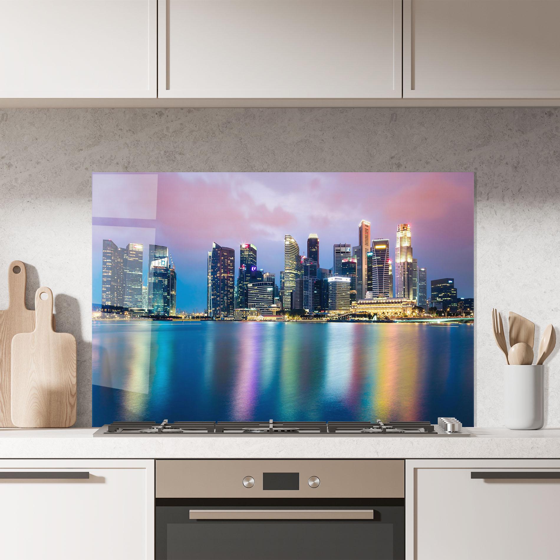 Panou Sticla Bucatarie Hong Kong Skyline mockup 7