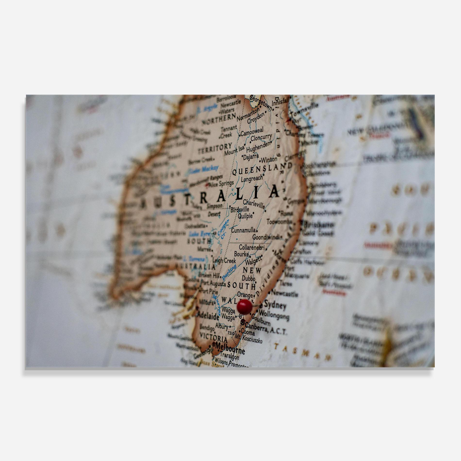Panou Sticla Bucatarie Australia Map mockup 0