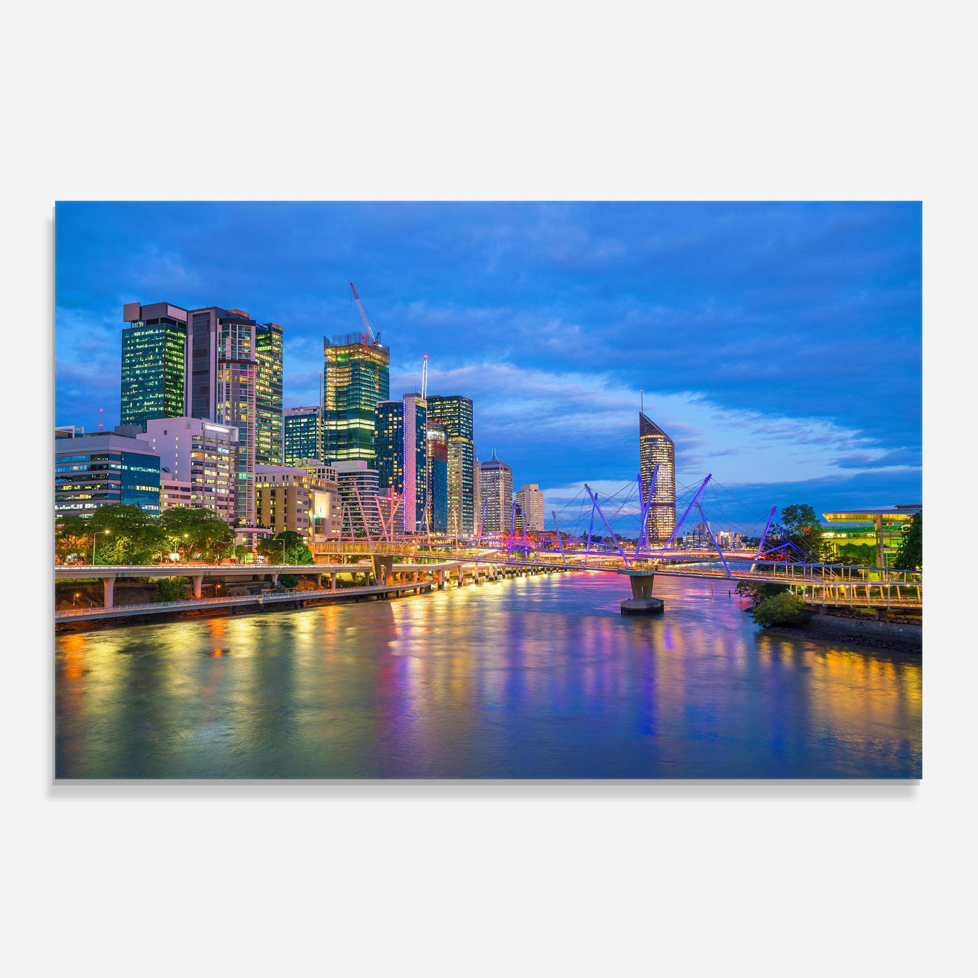 Panou Sticla Bucatarie Brisbane Skyline View mockup 0
