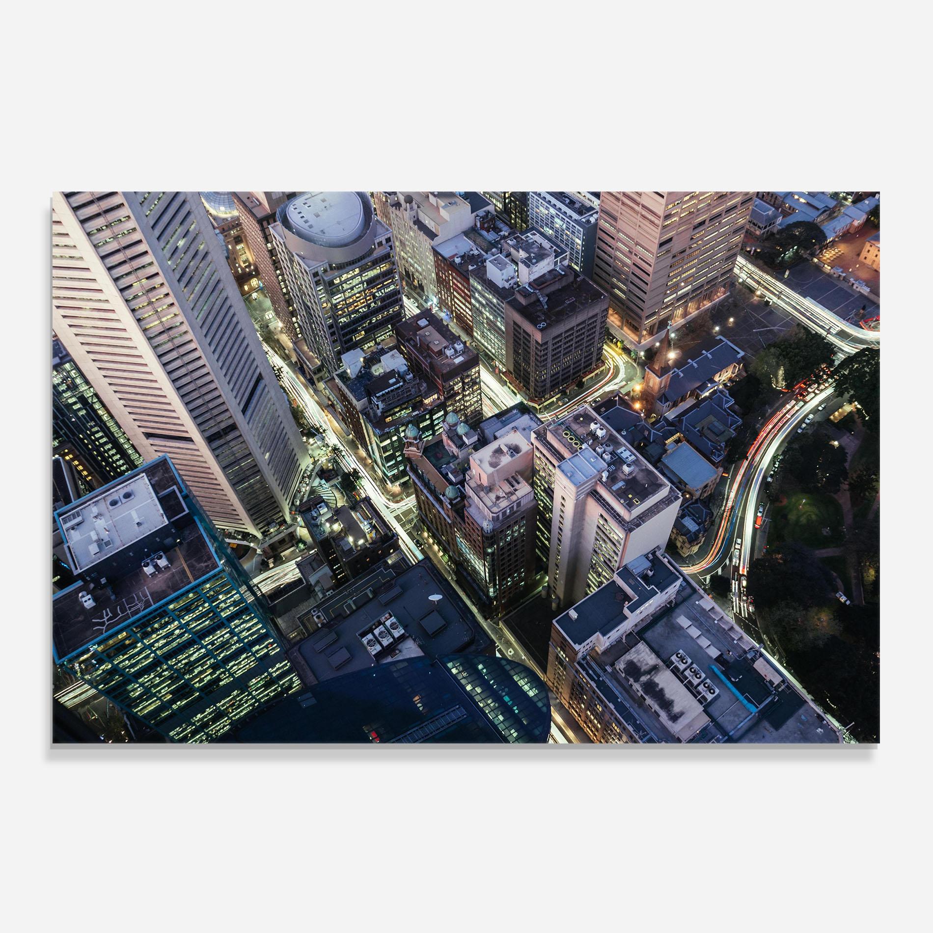 Panou Sticla Bucatarie Green Purple Skyline mockup 0