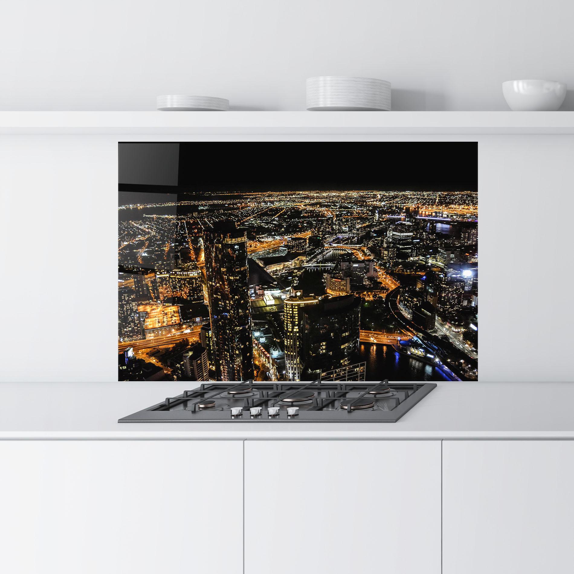 Panou Sticla Bucatarie Black City Light mockup 9