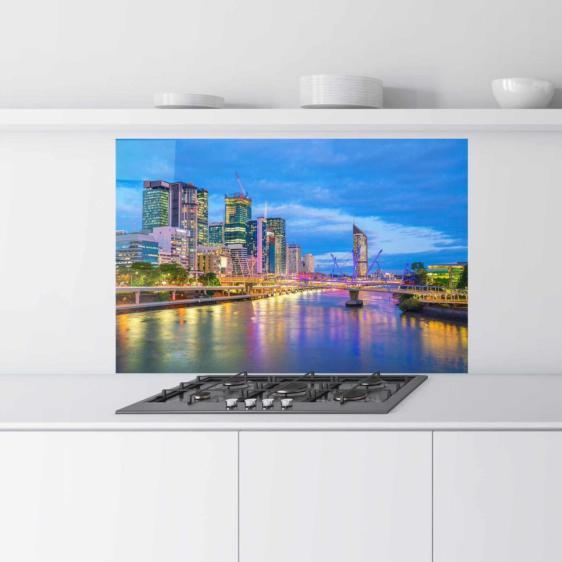 Panou Sticla Bucatarie Brisbane Skyline View mockup 9