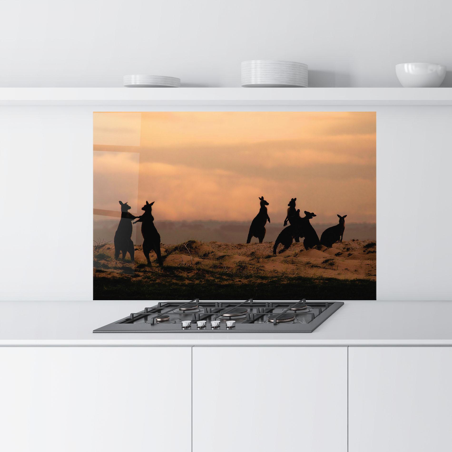 Panou Sticla Bucatarie Kangaroos Playing mockup 9