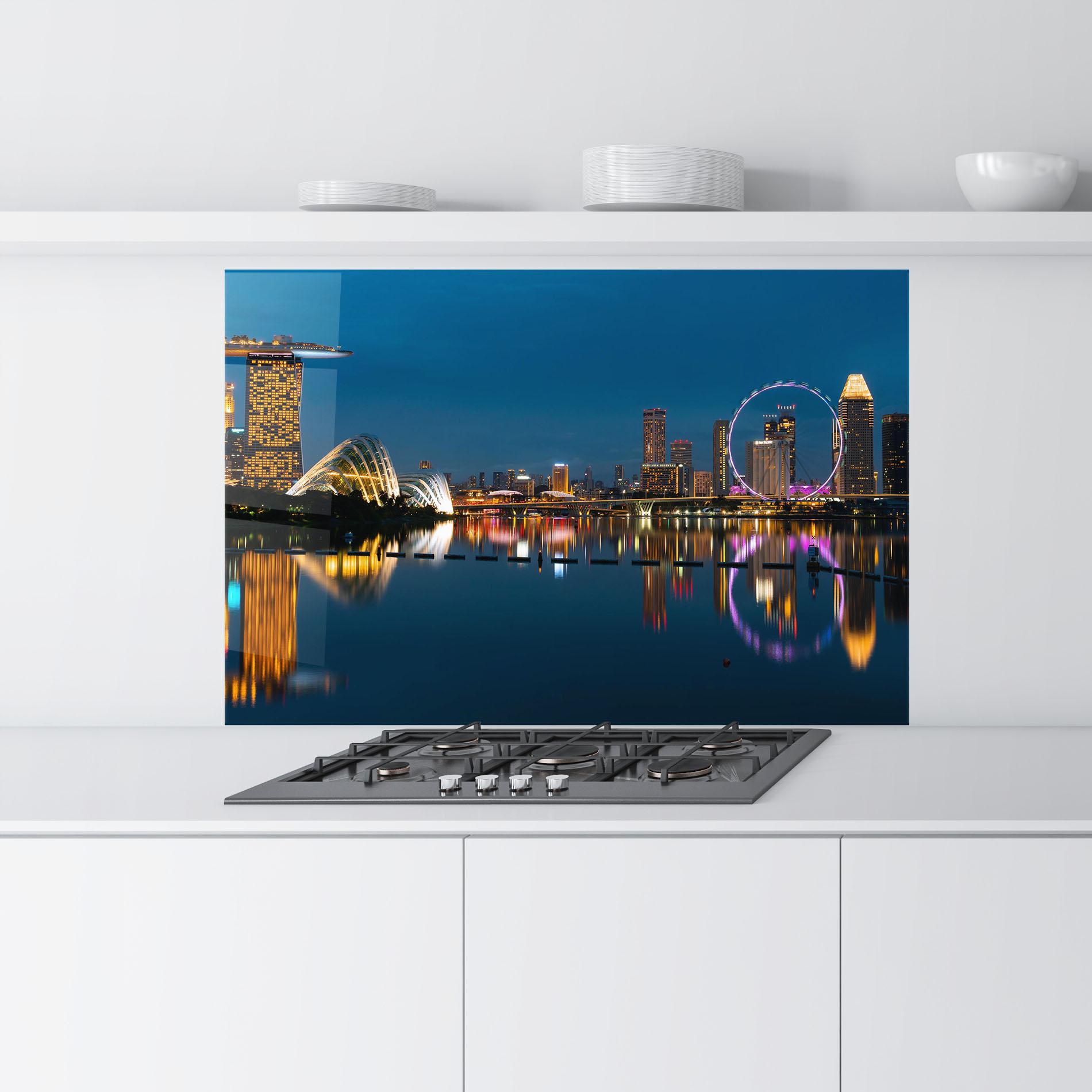 Panou Sticla Bucatarie Singapore City Skyline mockup 9