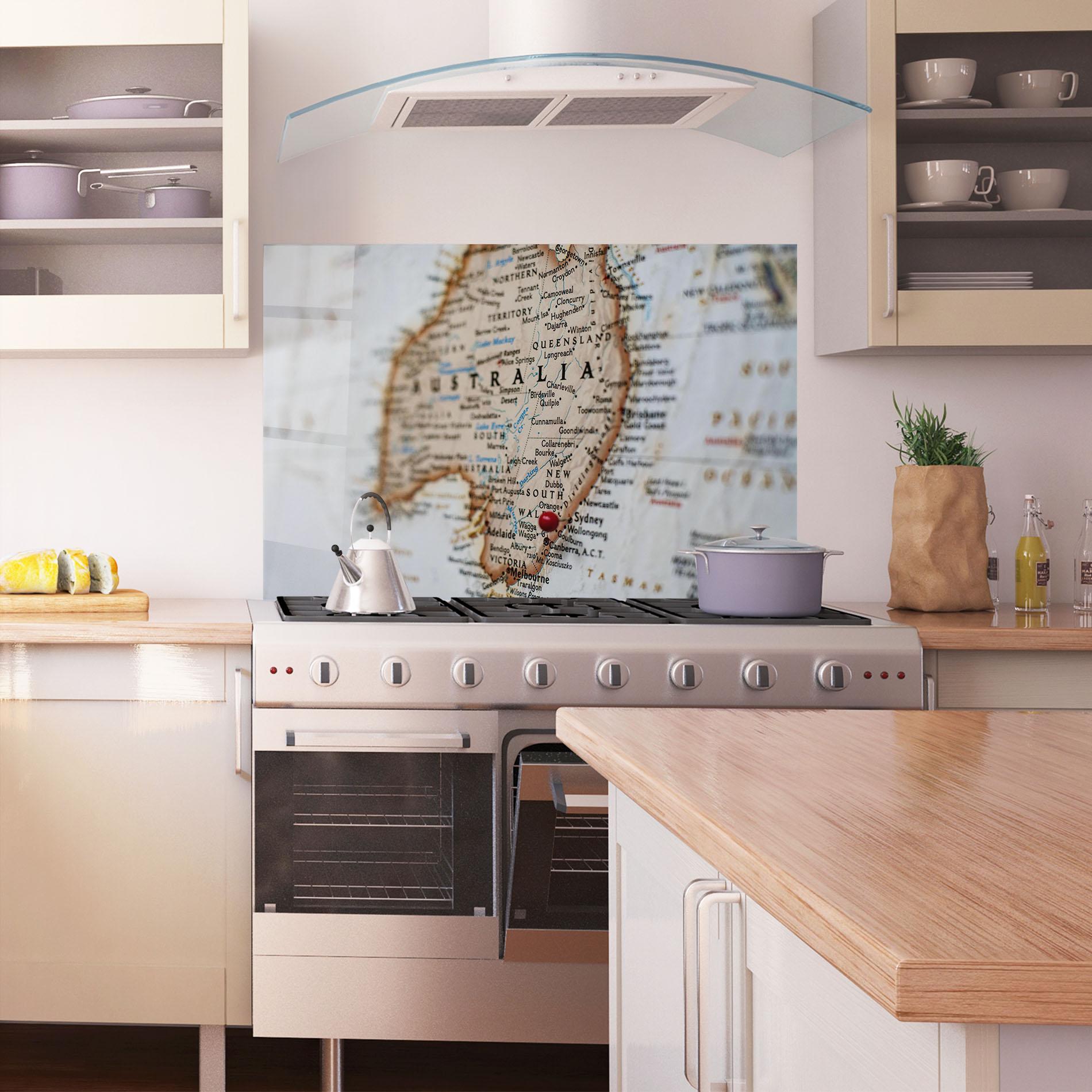 Panou Sticla Bucatarie Australia Map mockup 1