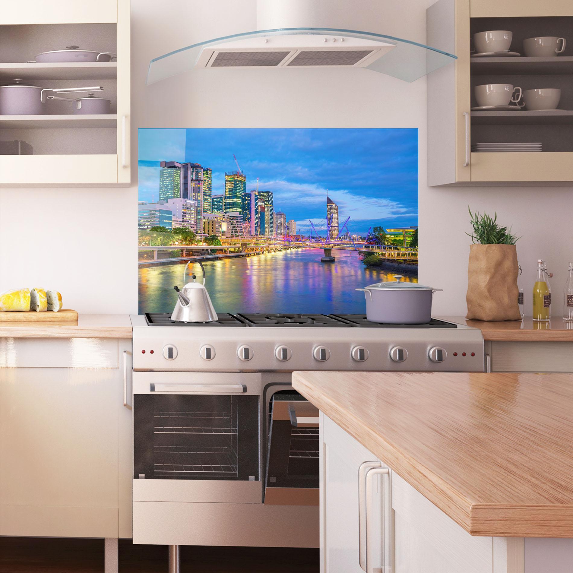 Panou Sticla Bucatarie Brisbane Skyline View mockup 1