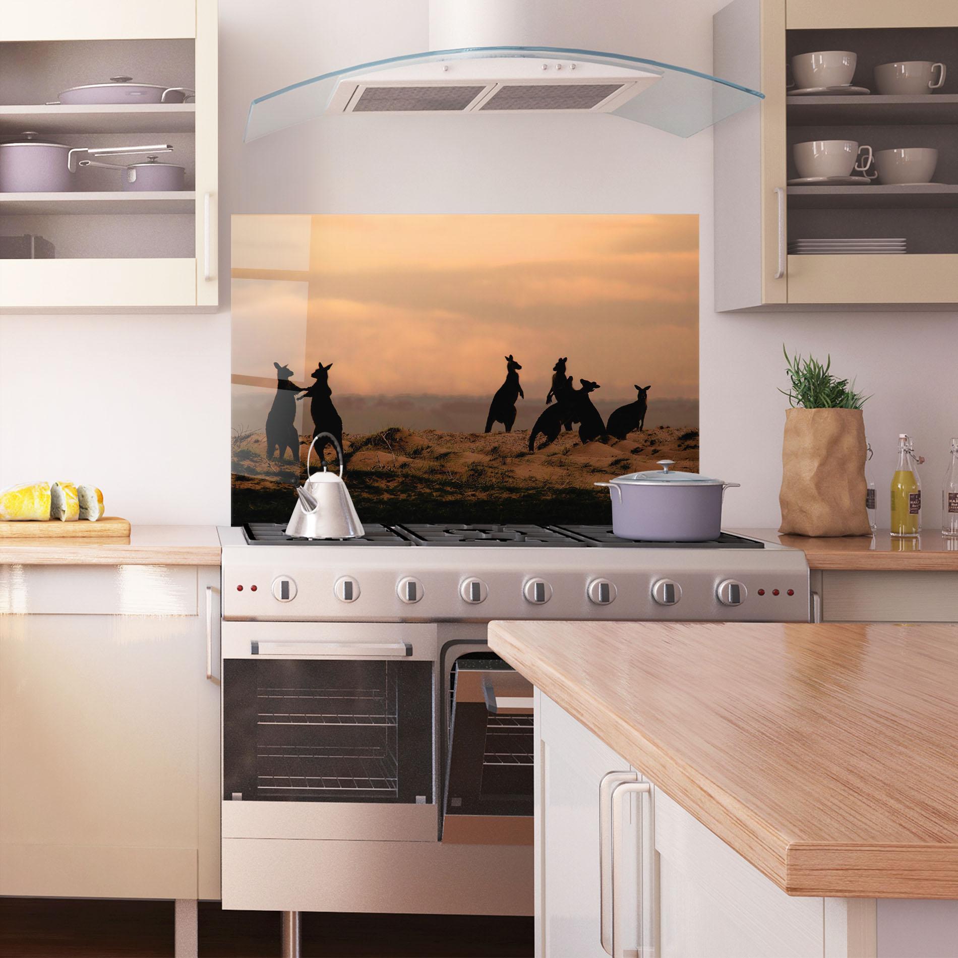 Panou Sticla Bucatarie Kangaroos Playing mockup 1