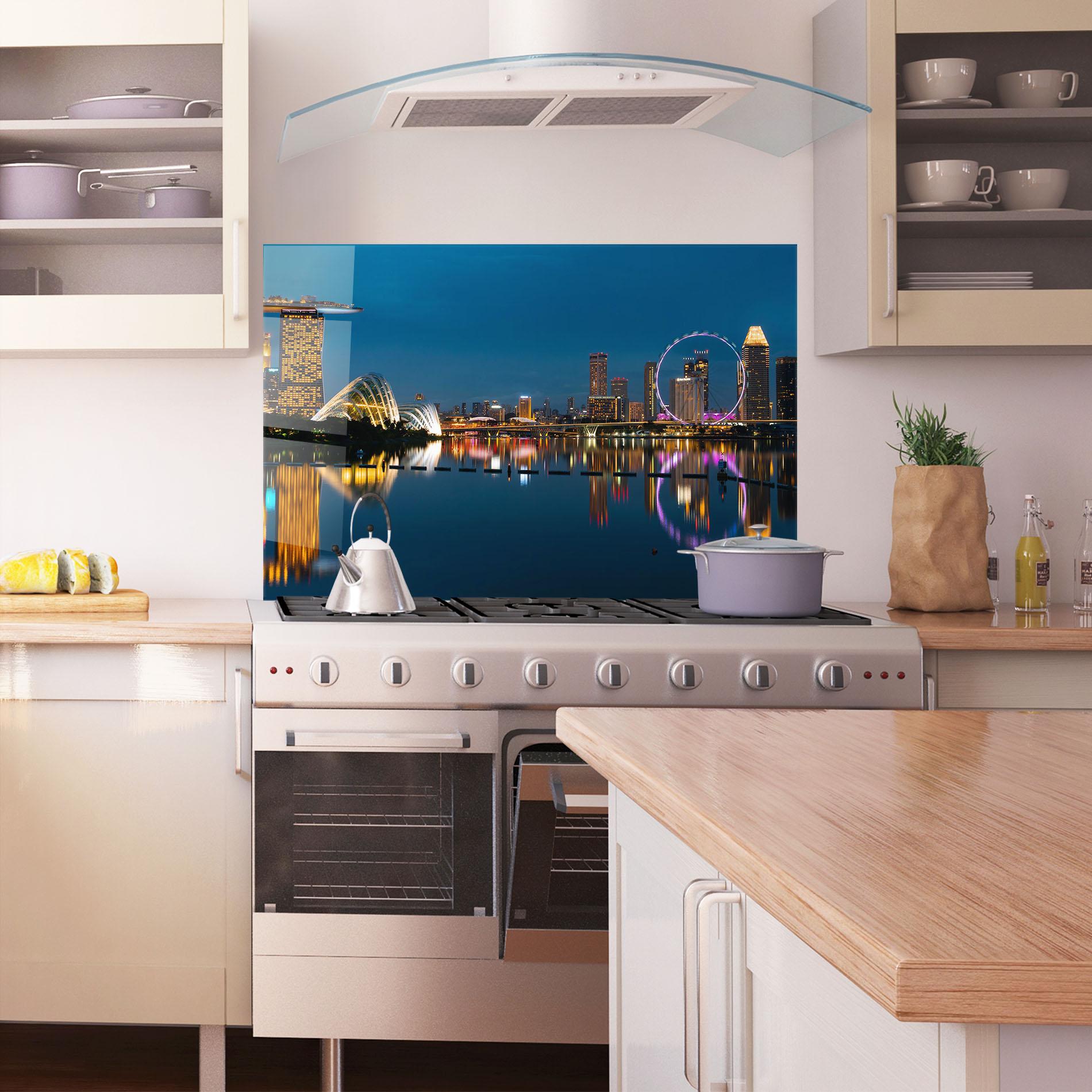 Panou Sticla Bucatarie Singapore City Skyline mockup 1