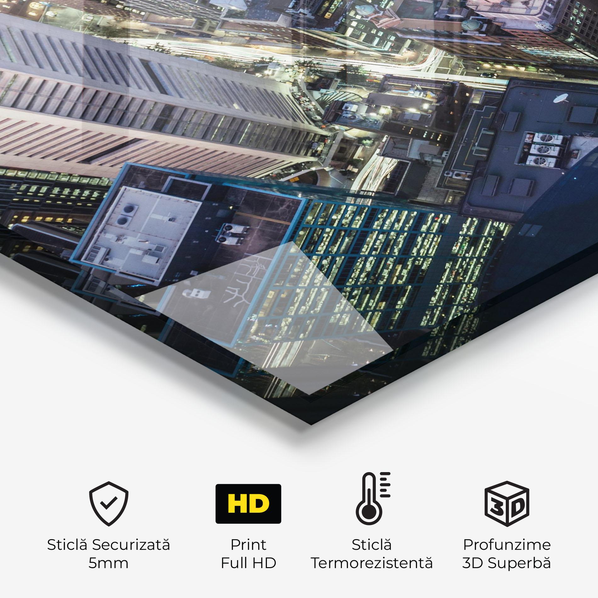 Panou Sticla Bucatarie Green Purple Skyline mockup 2