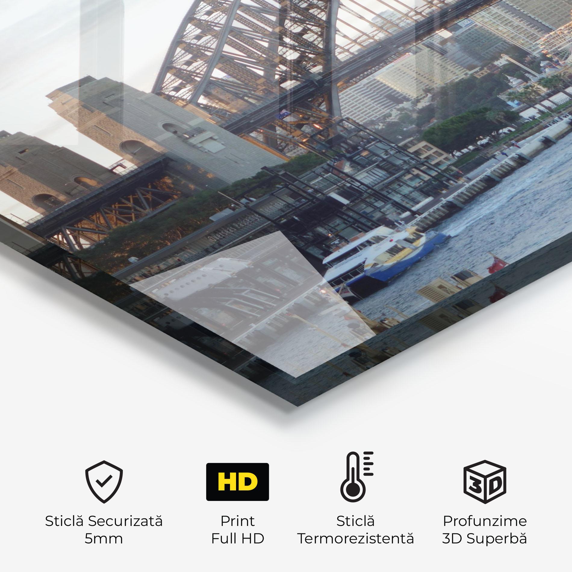 Panou Sticla Bucatarie Harbour Bridge View mockup 2