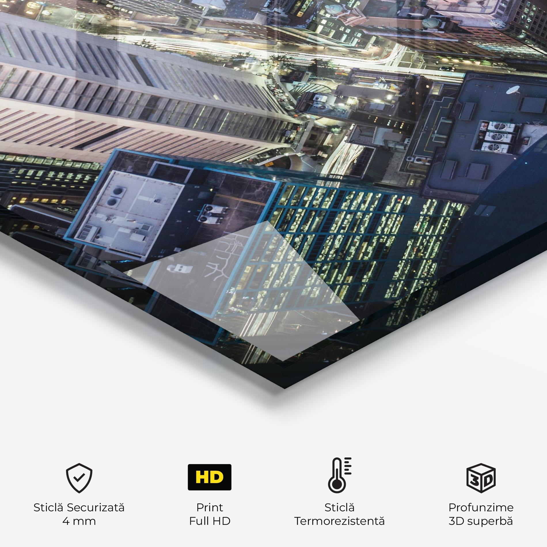 Panou Sticla Bucatarie Green Purple Skyline mockup 2