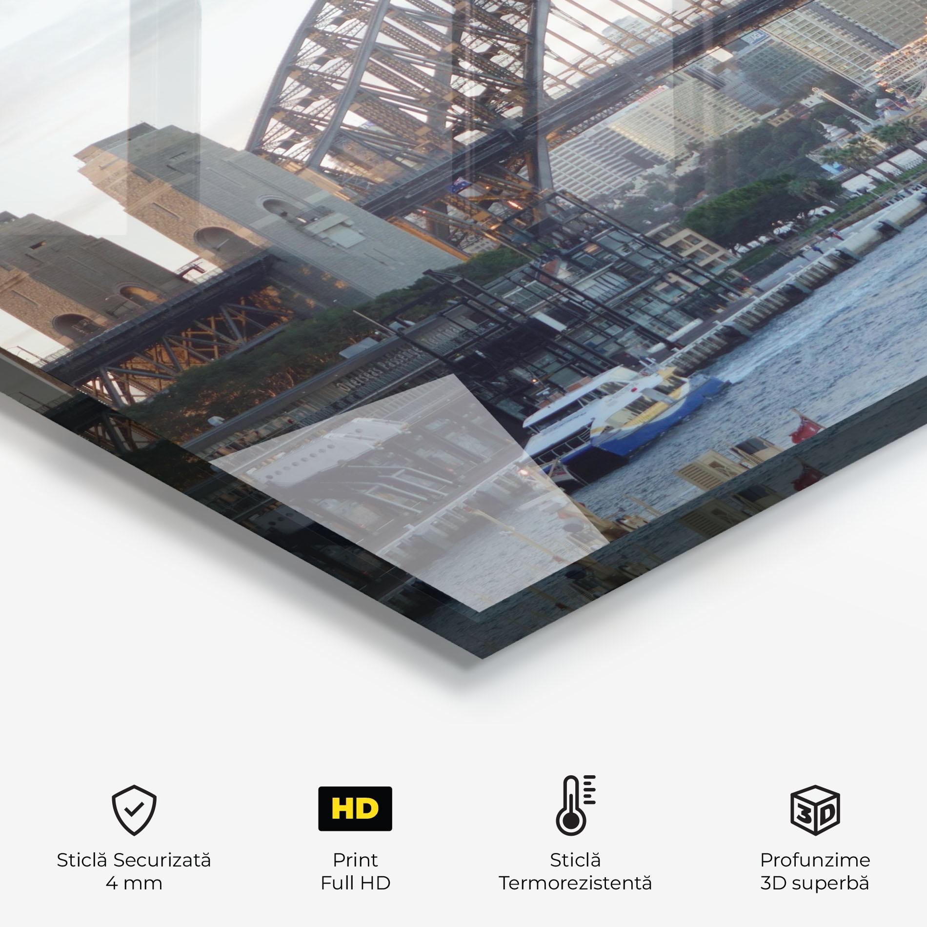 Panou Sticla Bucatarie Harbour Bridge View mockup 2