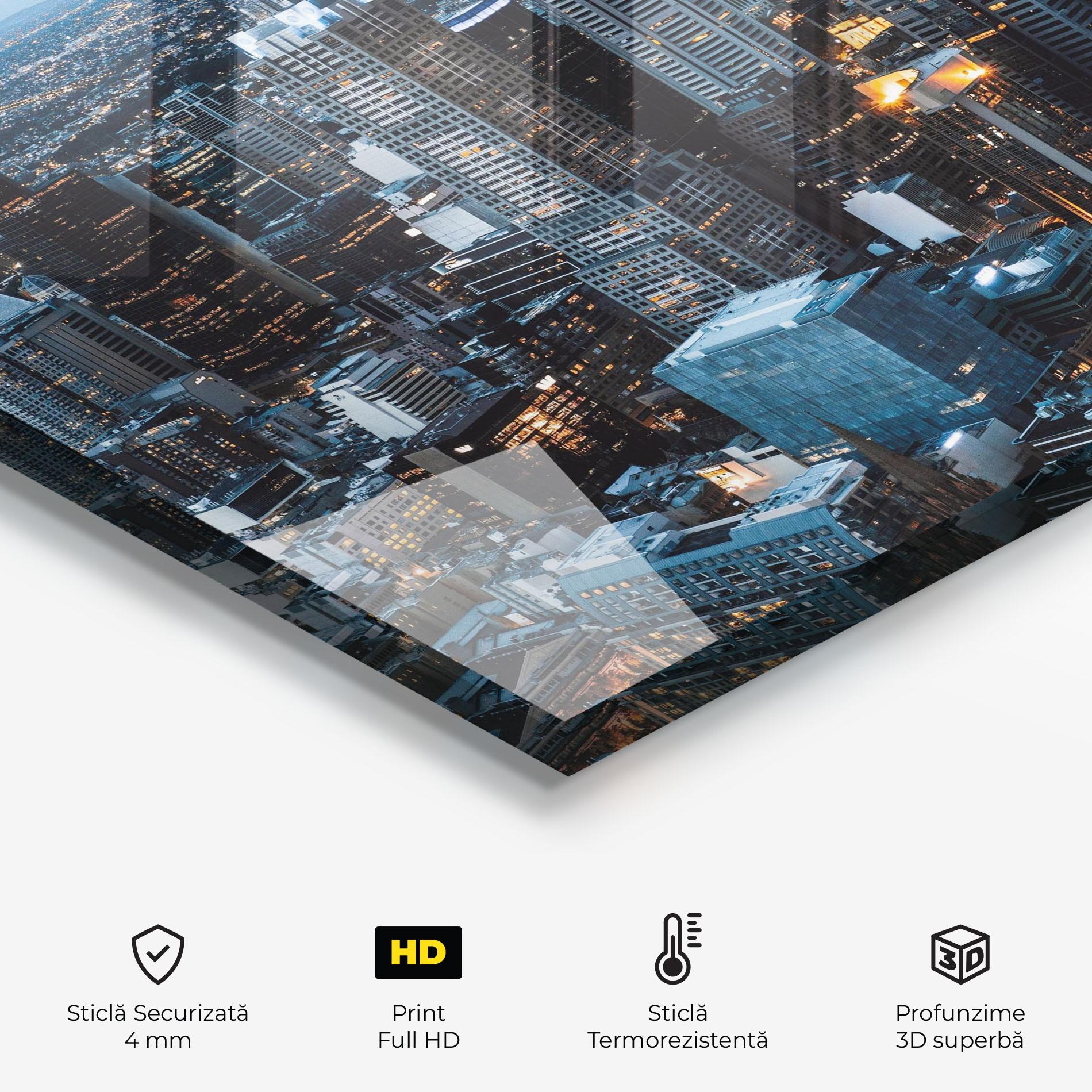 Panou Sticla Bucatarie Yellow Lights Skyline mockup 2