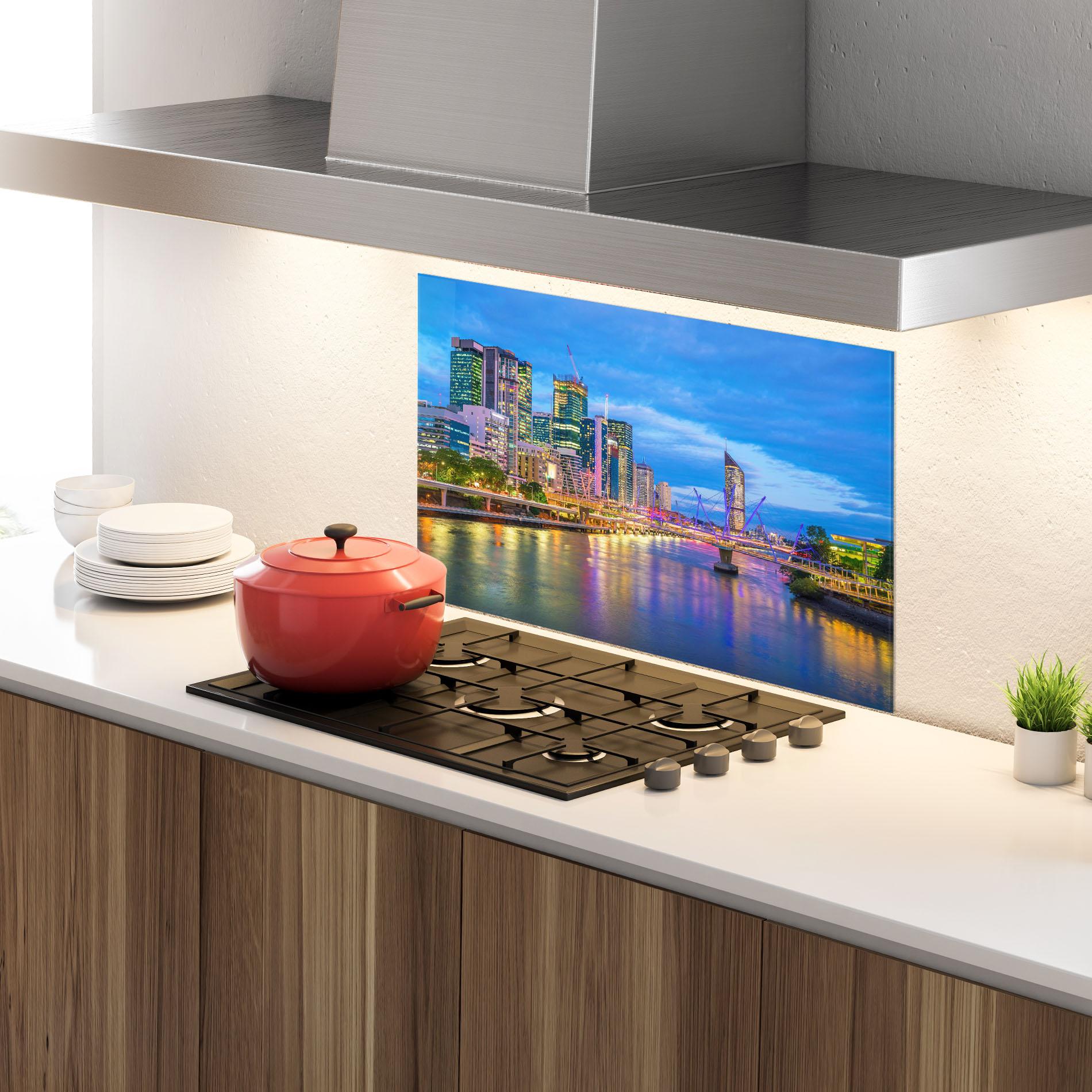 Panou Sticla Bucatarie Brisbane Skyline View mockup 4