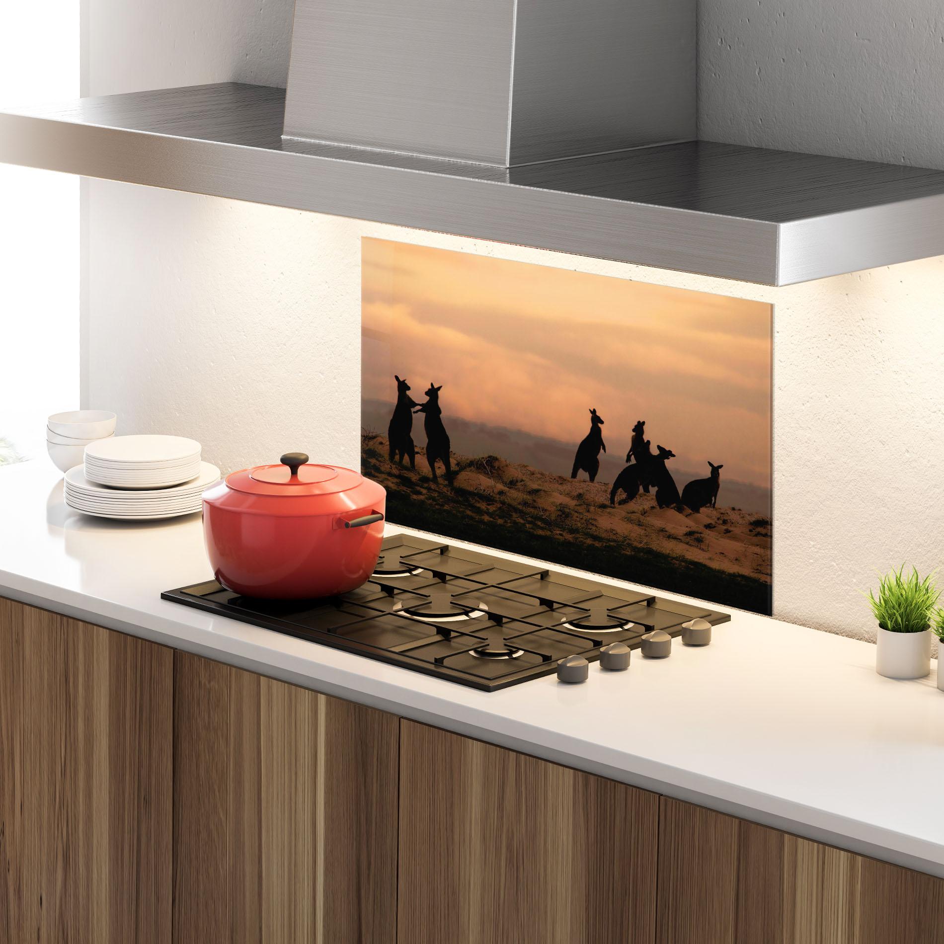 Panou Sticla Bucatarie Kangaroos Playing mockup 4