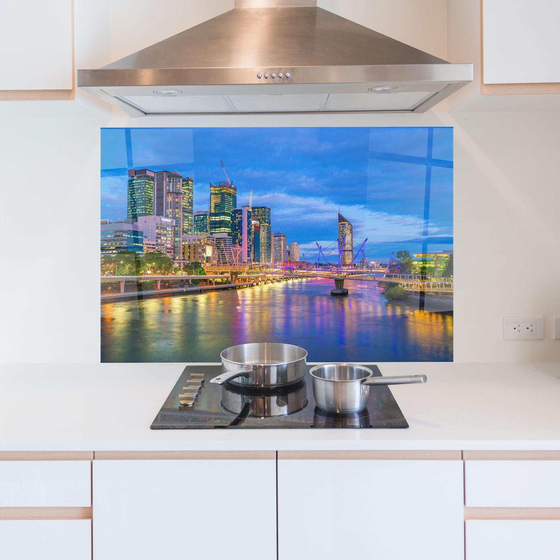 Panou Sticla Bucatarie Brisbane Skyline View mockup 5