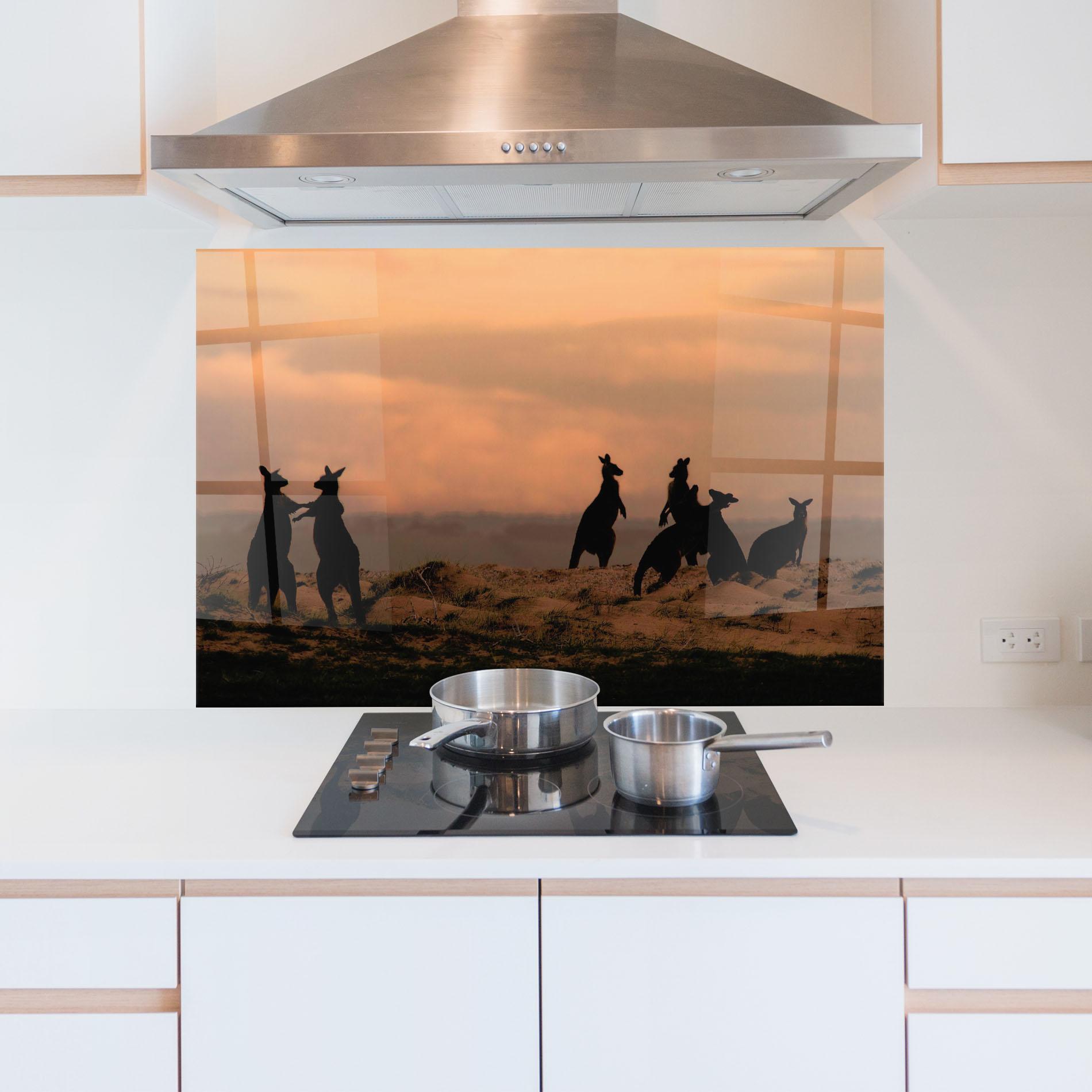 Panou Sticla Bucatarie Kangaroos Playing mockup 5