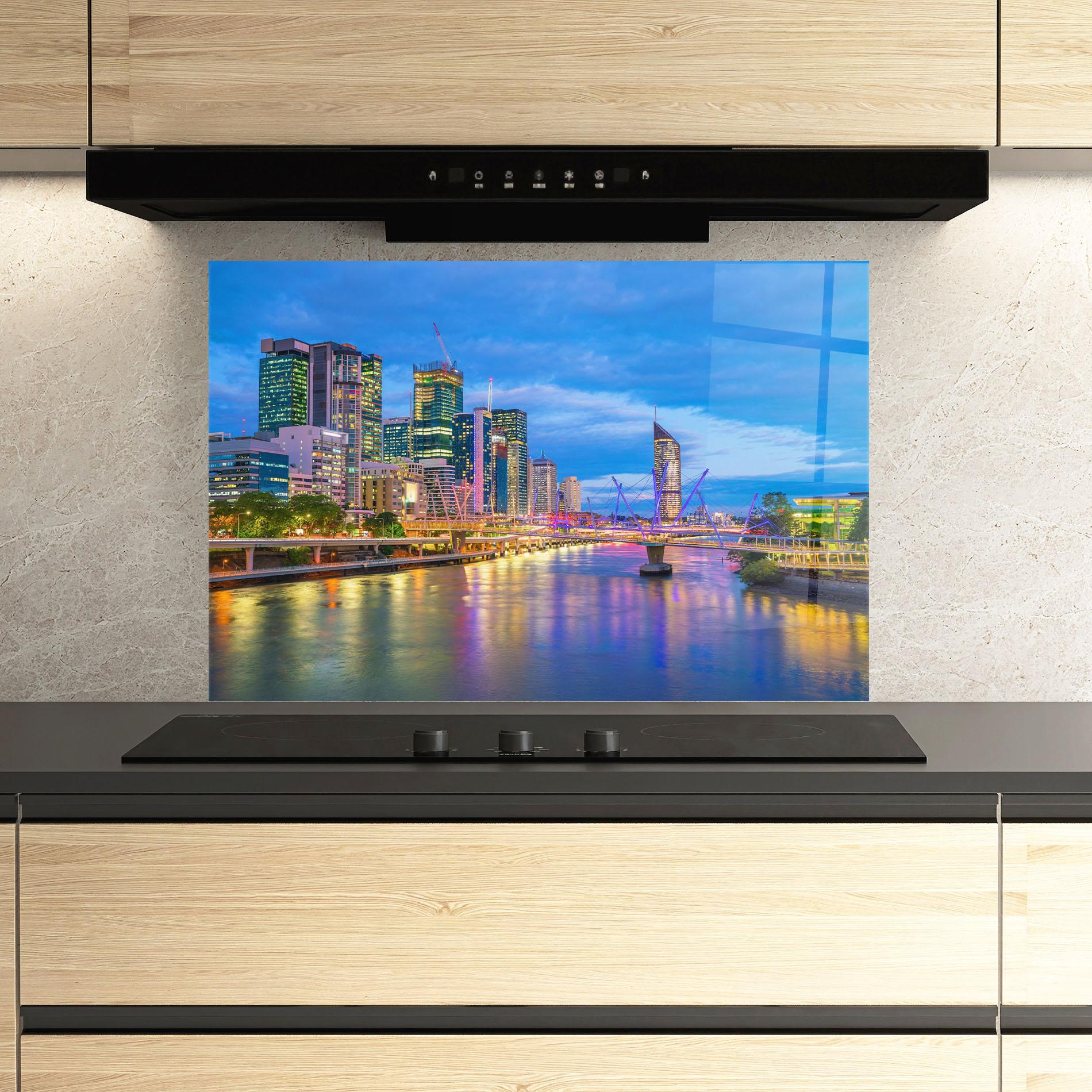 Panou Sticla Bucatarie Brisbane Skyline View mockup 3