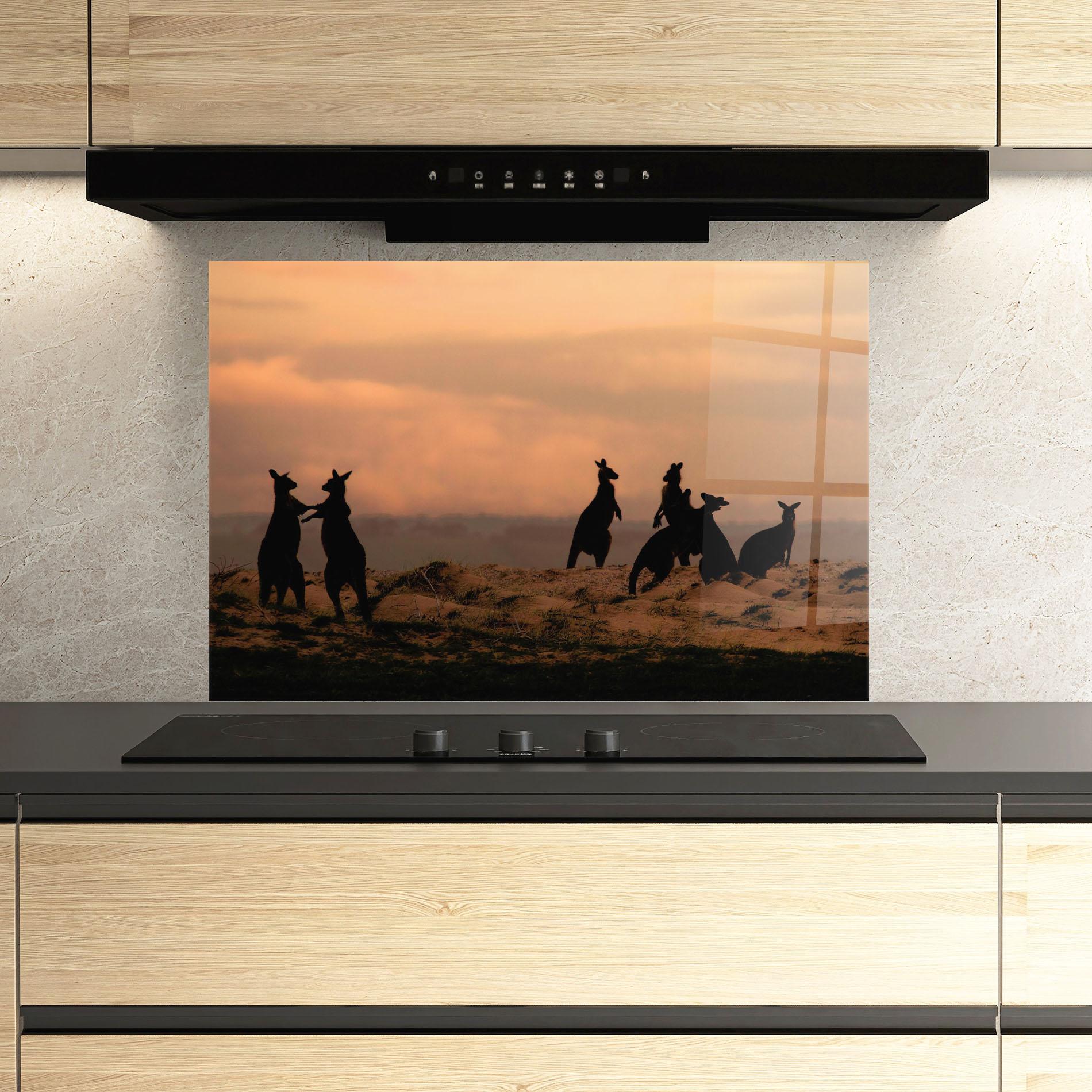 Panou Sticla Bucatarie Kangaroos Playing mockup 3