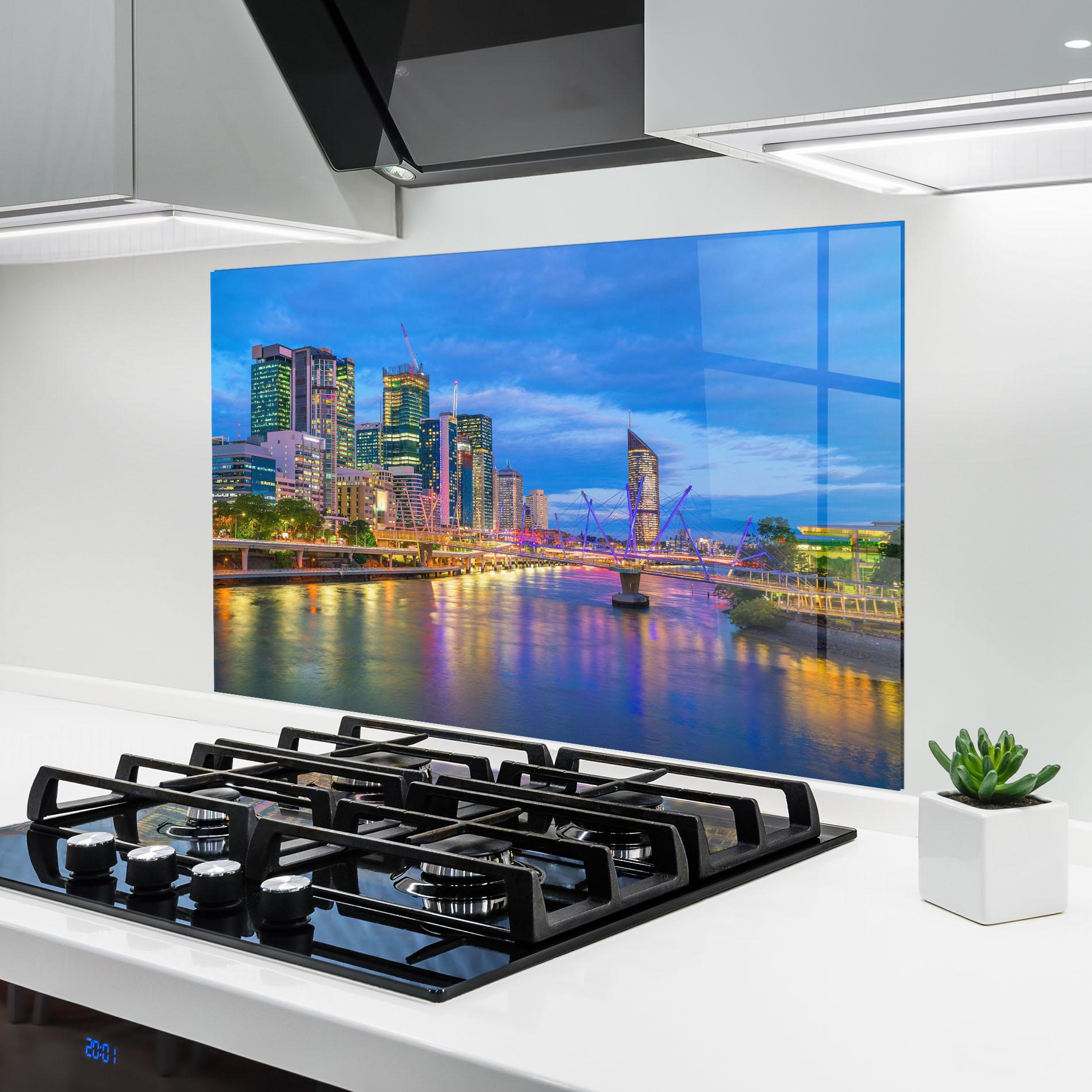 Panou Sticla Bucatarie Brisbane Skyline View mockup 6