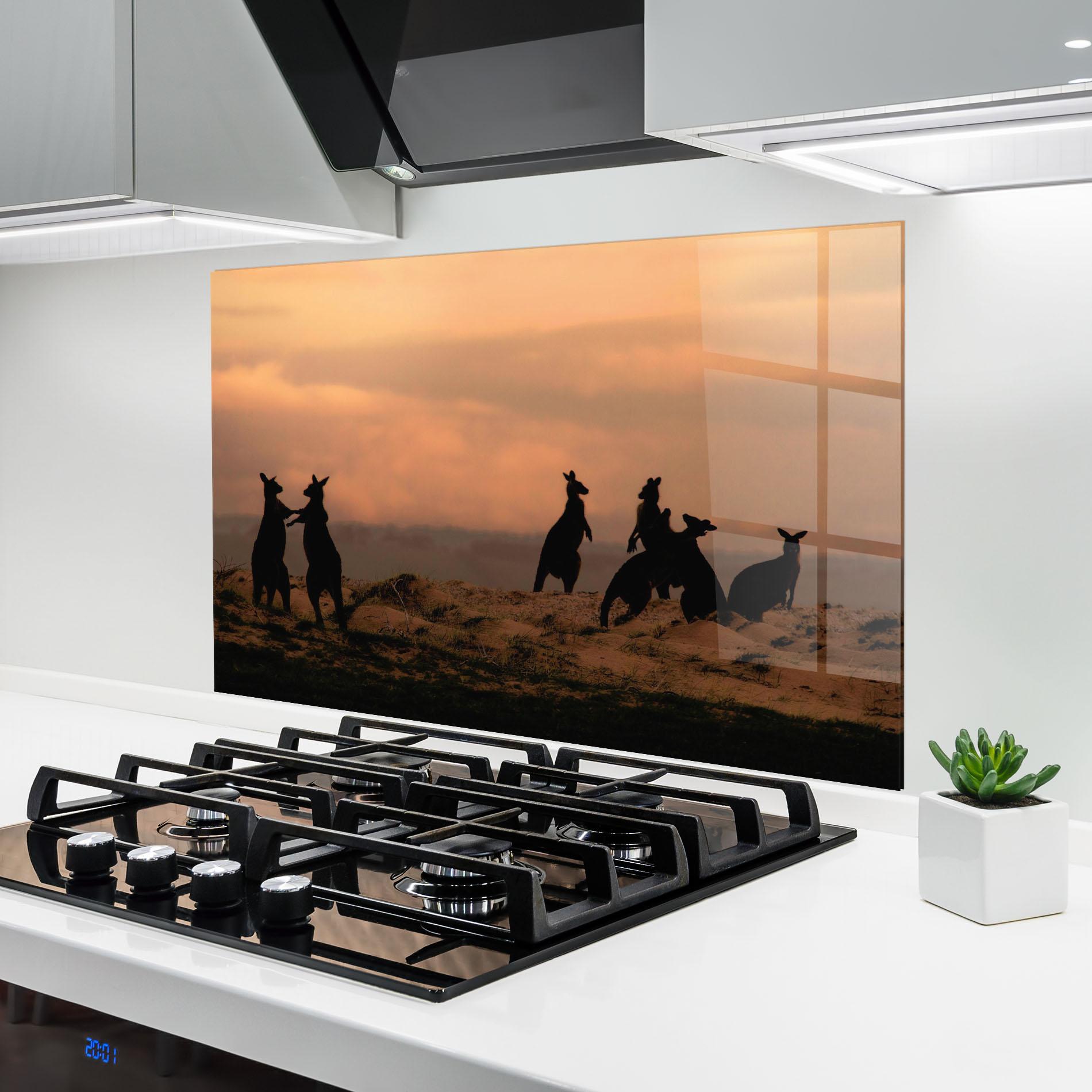 Panou Sticla Bucatarie Kangaroos Playing mockup 6
