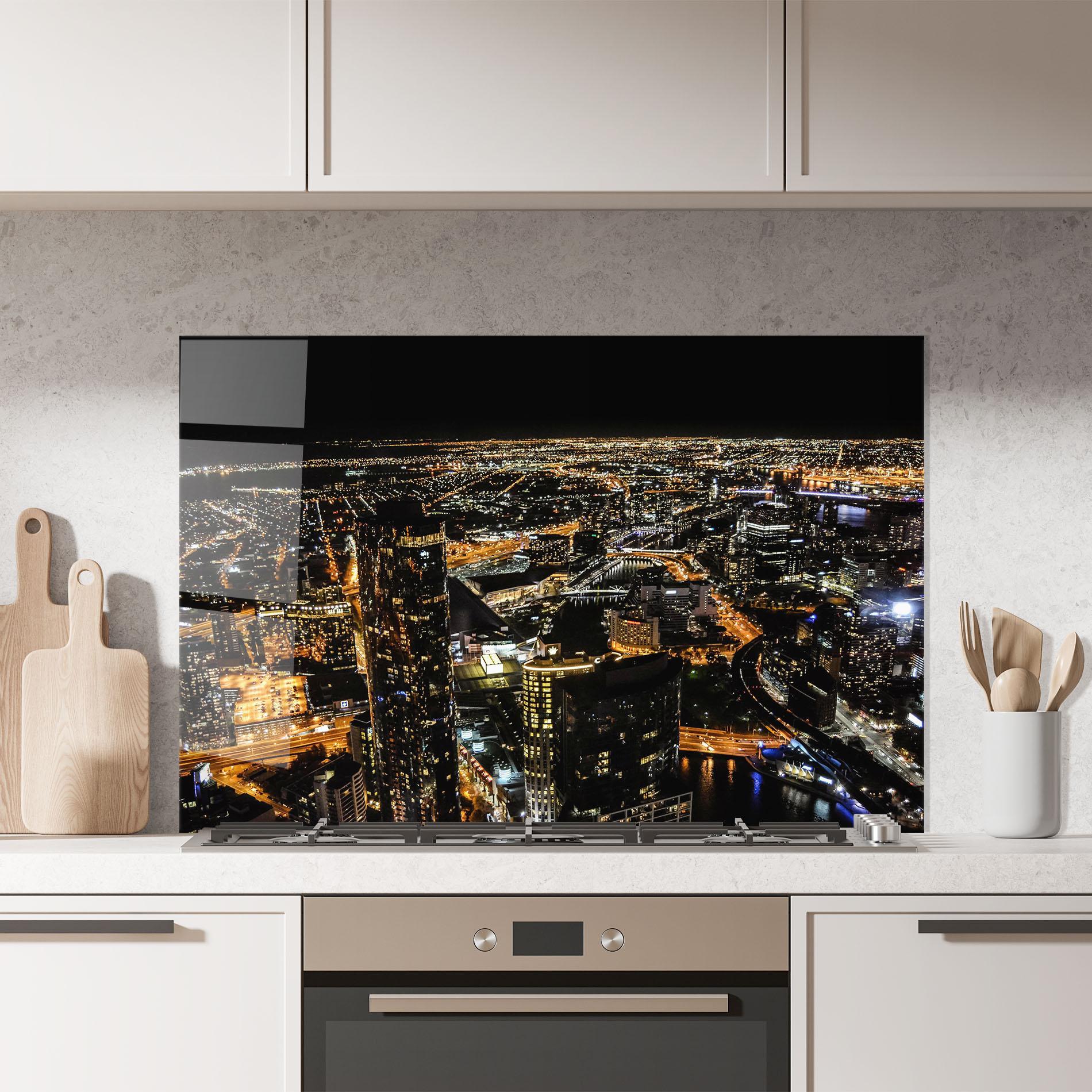 Panou Sticla Bucatarie Black City Light mockup 7