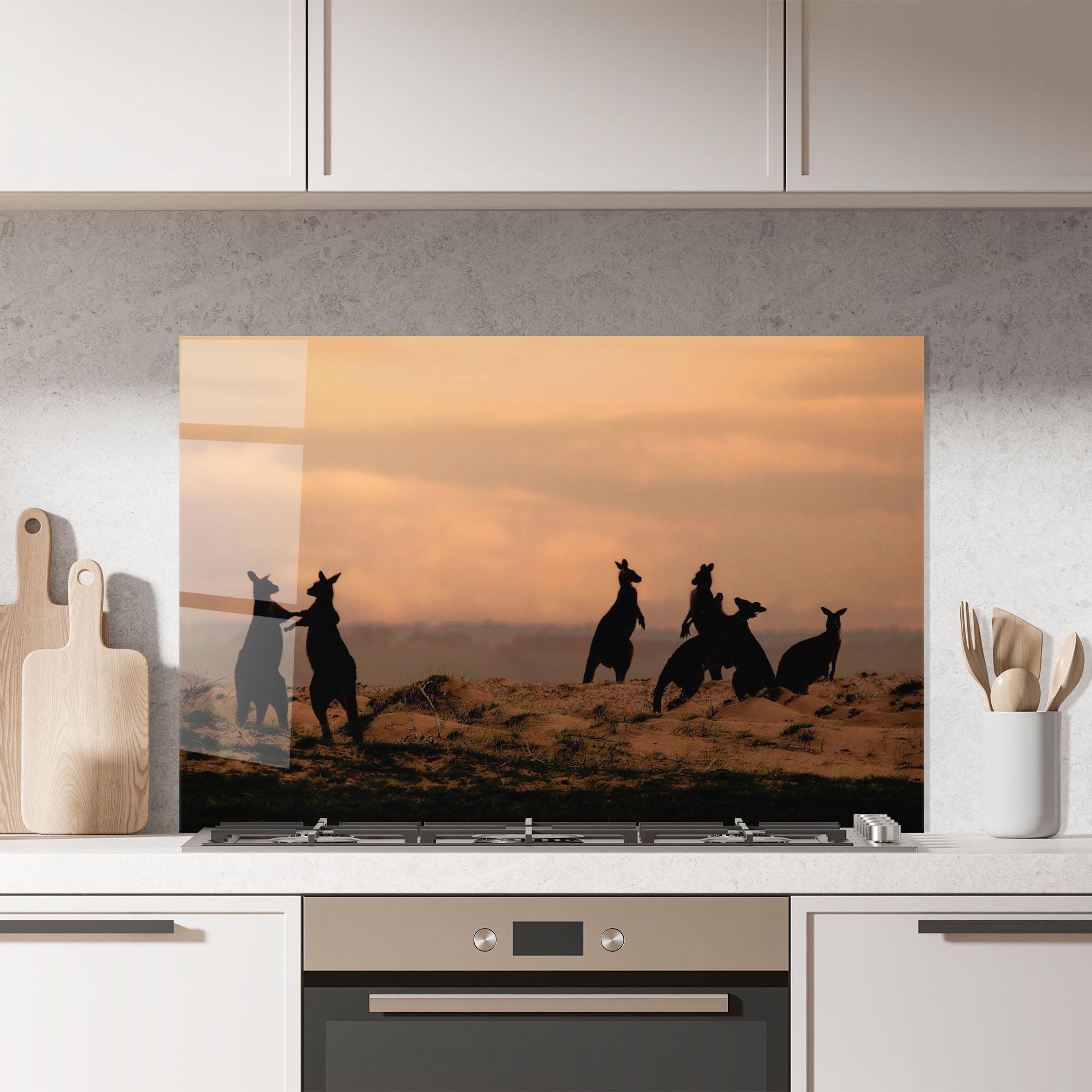 Panou Sticla Bucatarie Kangaroos Playing mockup 7