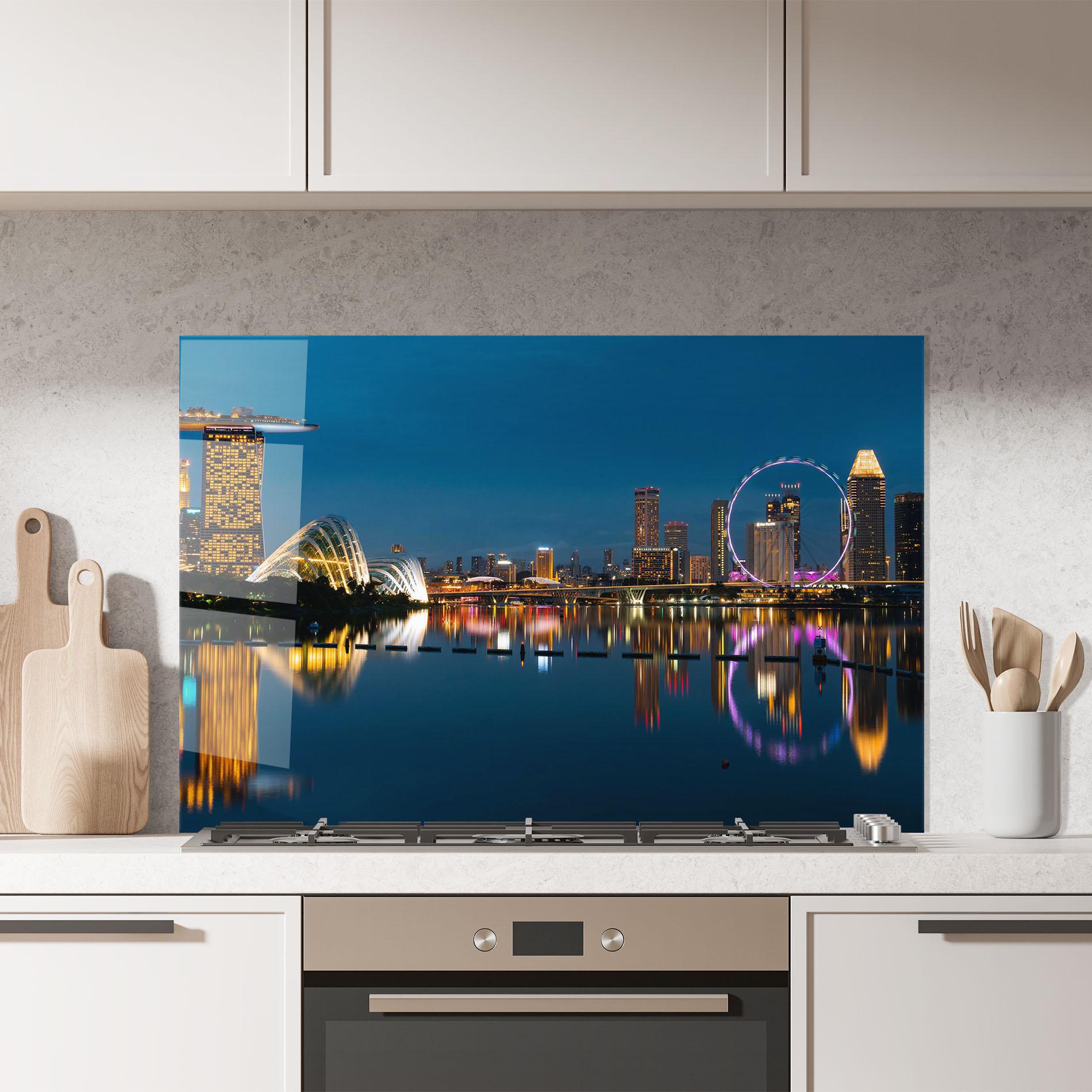 Panou Sticla Bucatarie Singapore City Skyline mockup 7